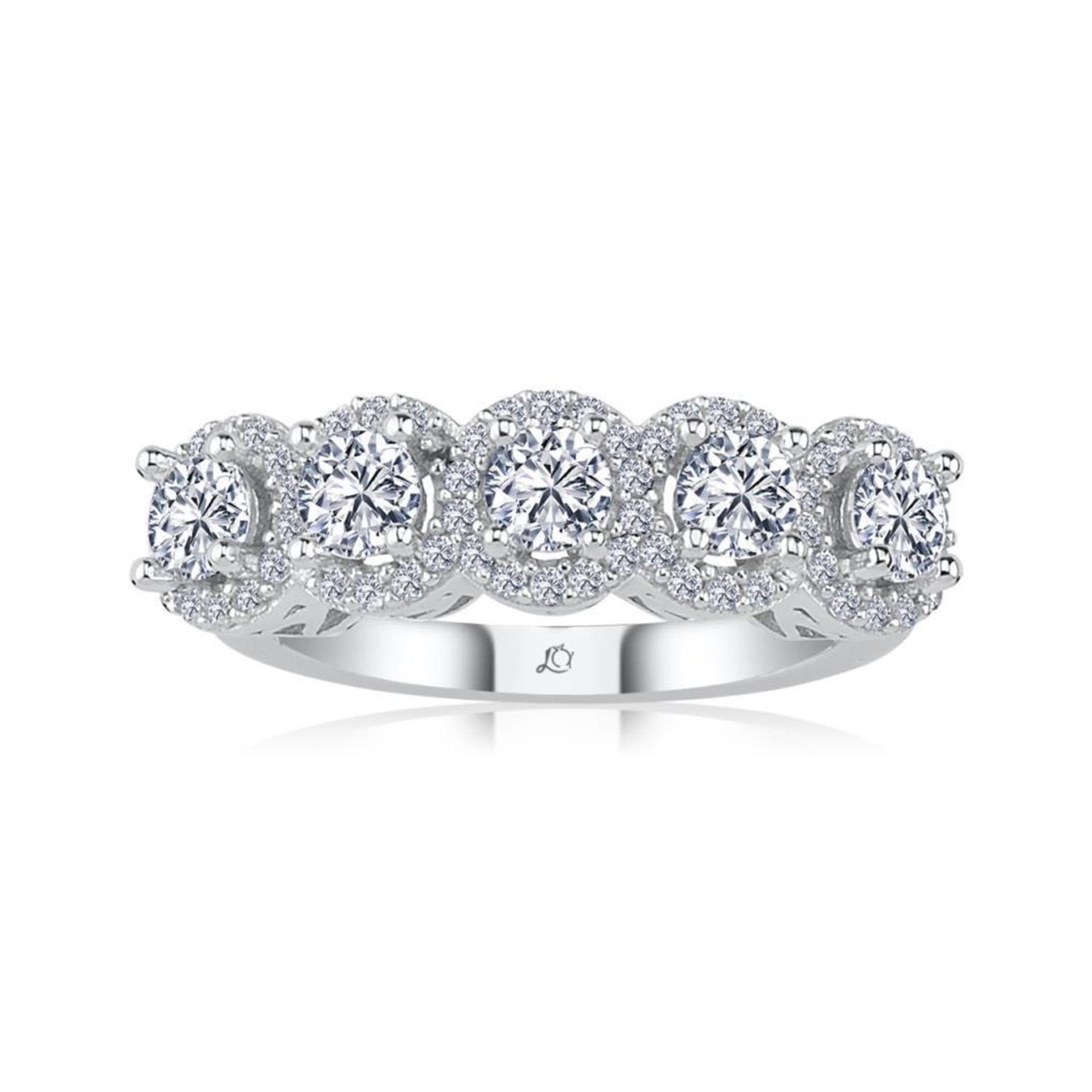 Effective Diamond Five-Stone Silver Ring