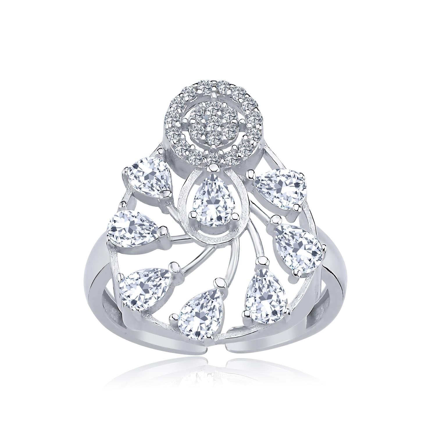 Effective Diamond Sparkling Rain Silver Ring