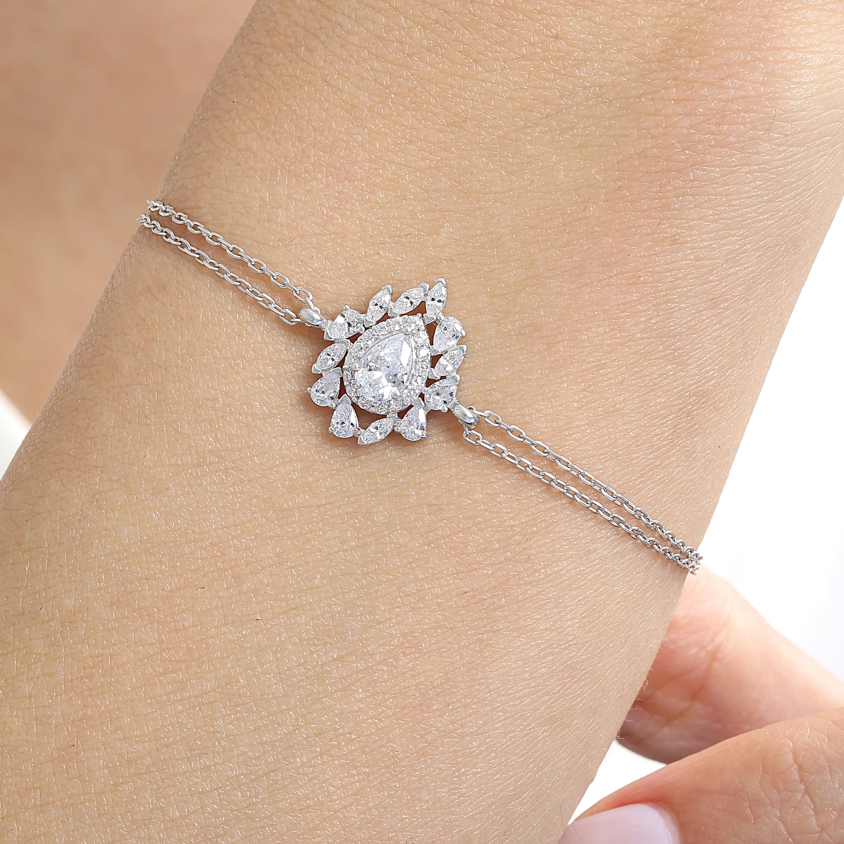 Effective Diamond Rain Drop Silver Bracelet