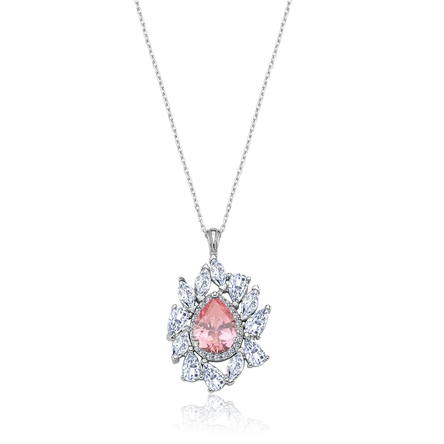 Effective Diamond Istanbul Grandeur Pink Silver Necklace