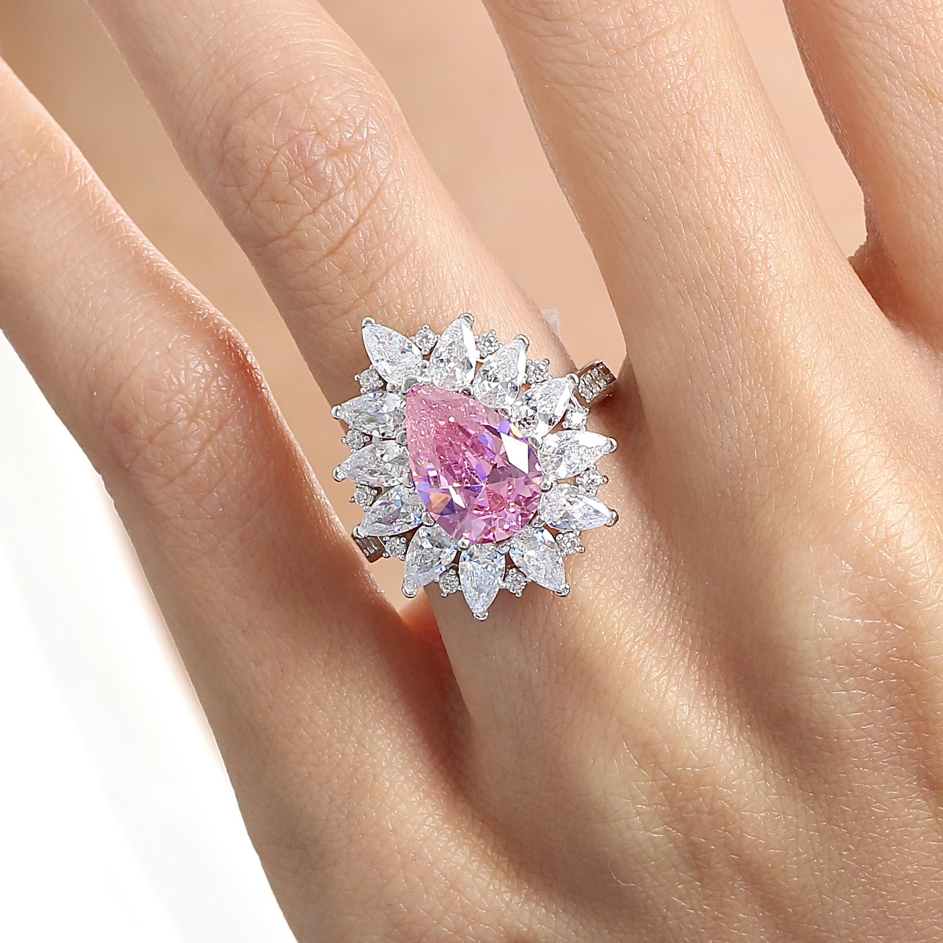 Effective Diamond London Passion Pink Stone Silver Ring