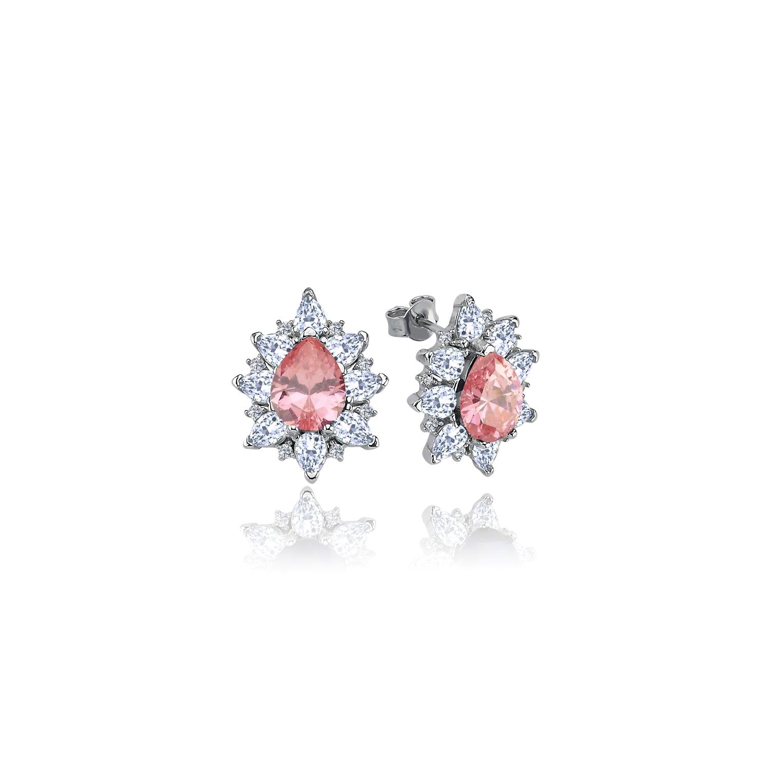 Effective Diamond London Passion Pink Silver Earrings