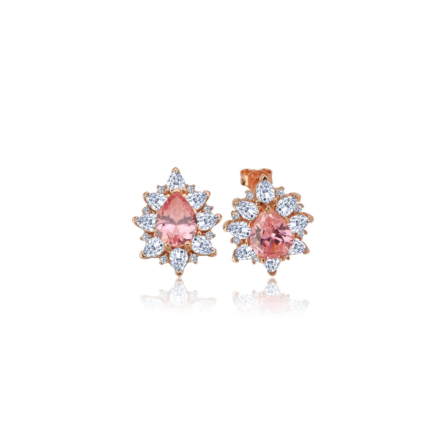 Effective Diamond London Passion Pink Stone Rose Earrings
