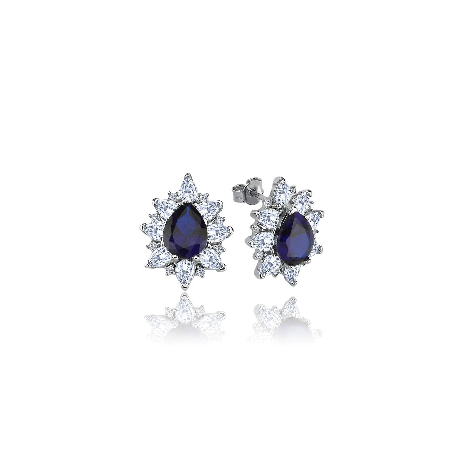 Effective Diamond London Passion Sapphire Silver Earrings
