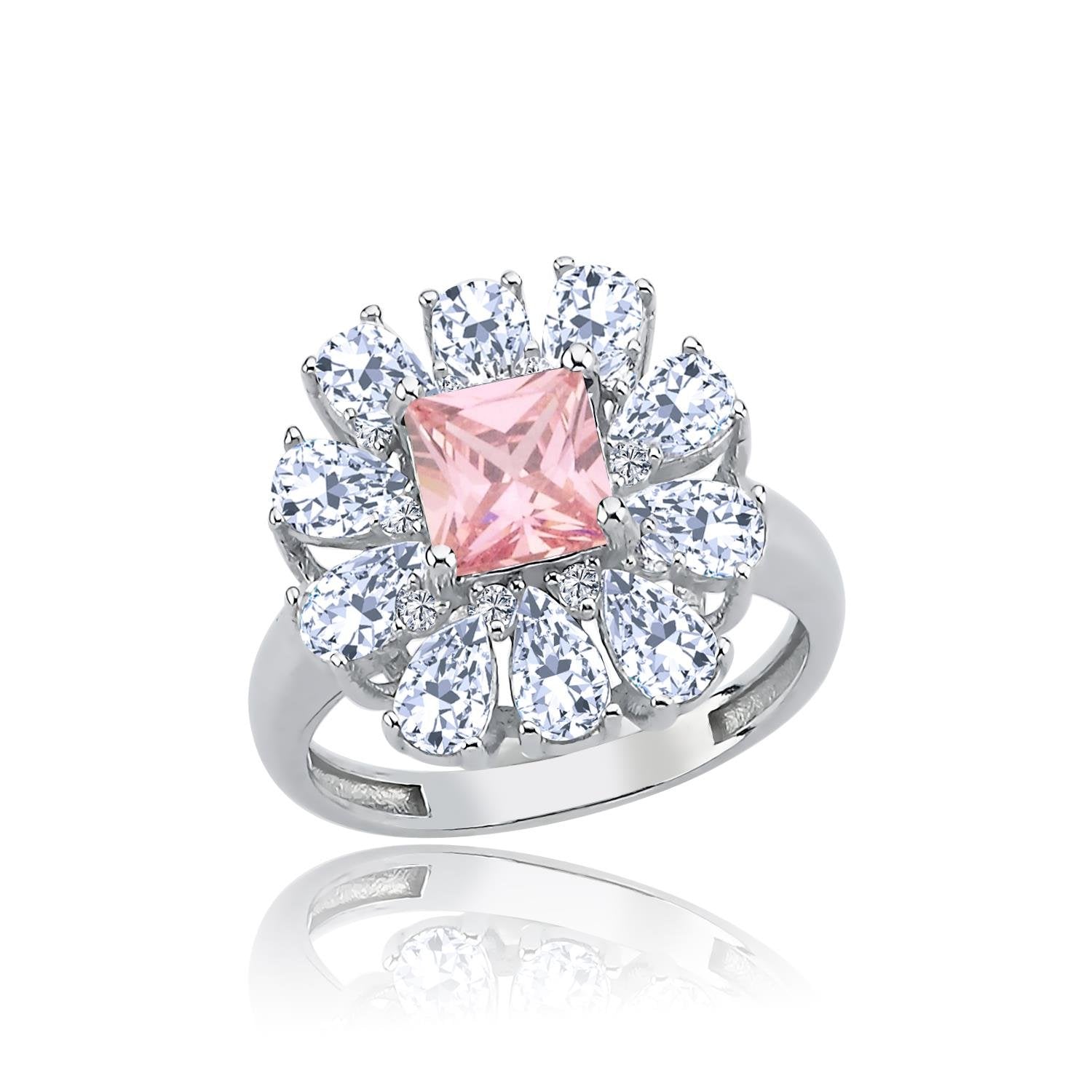 Effective Diamond Milano Dream Pink Stone Silver Ring