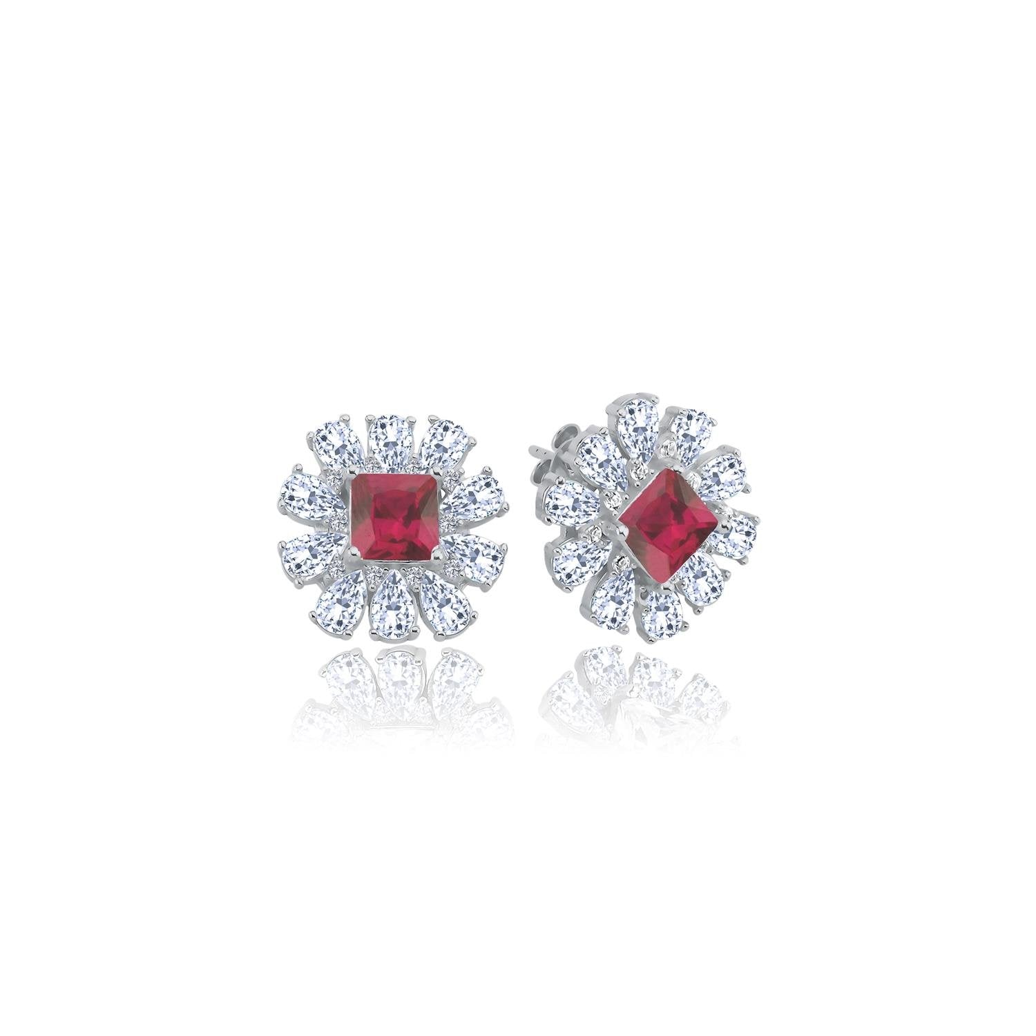 Effective Diamond Milano Dream Ruby Stone Silver Earrings