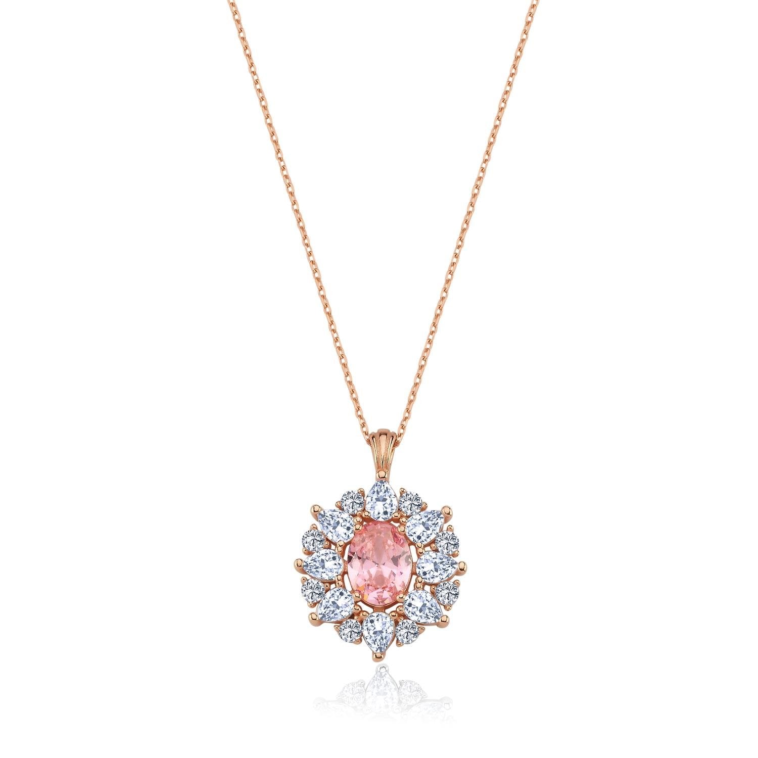 Effective Diamond Paris Sparkle Pink Rose Gold Necklace