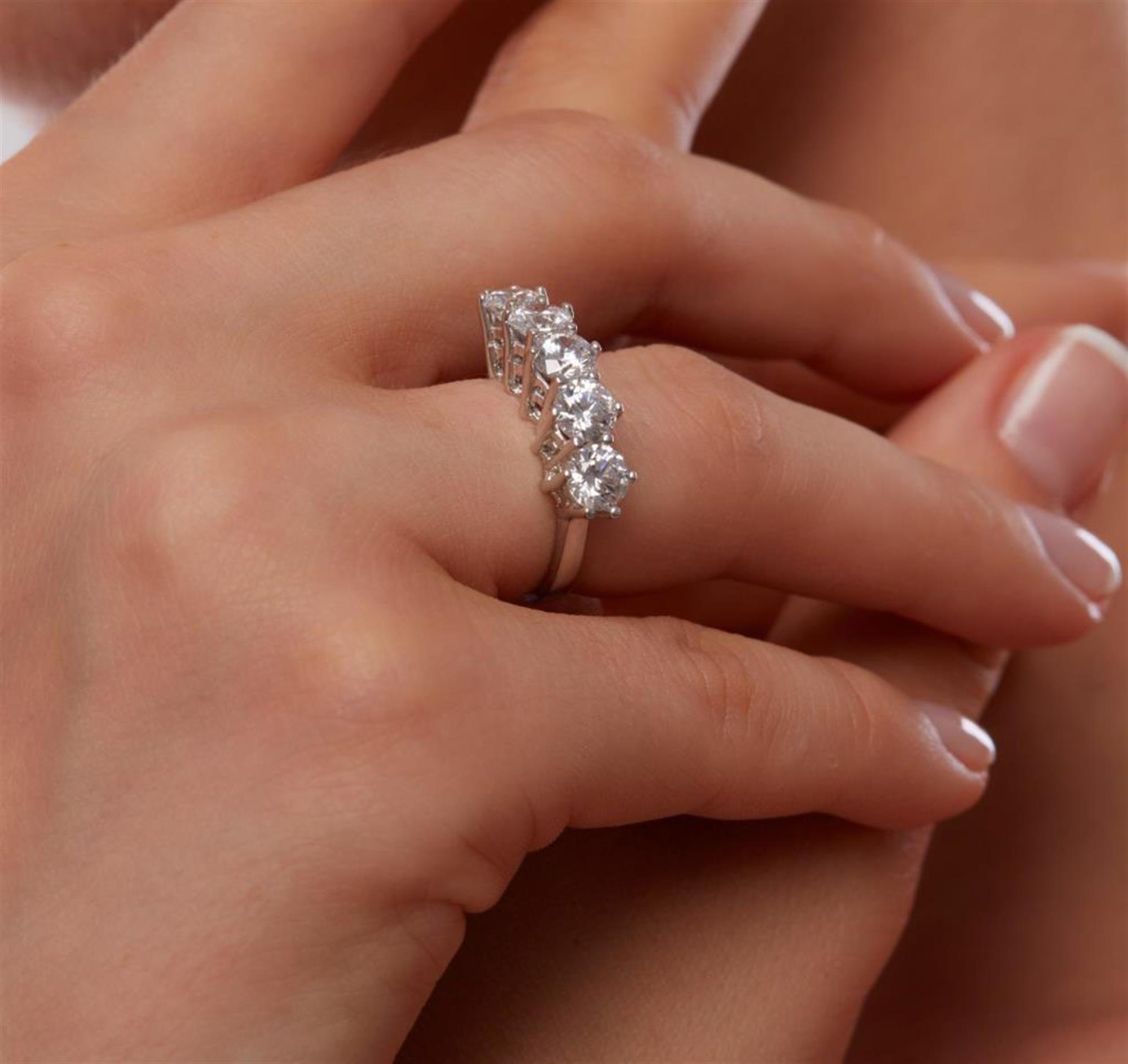 Effective Diamond Princess Crown Five Stone Ring