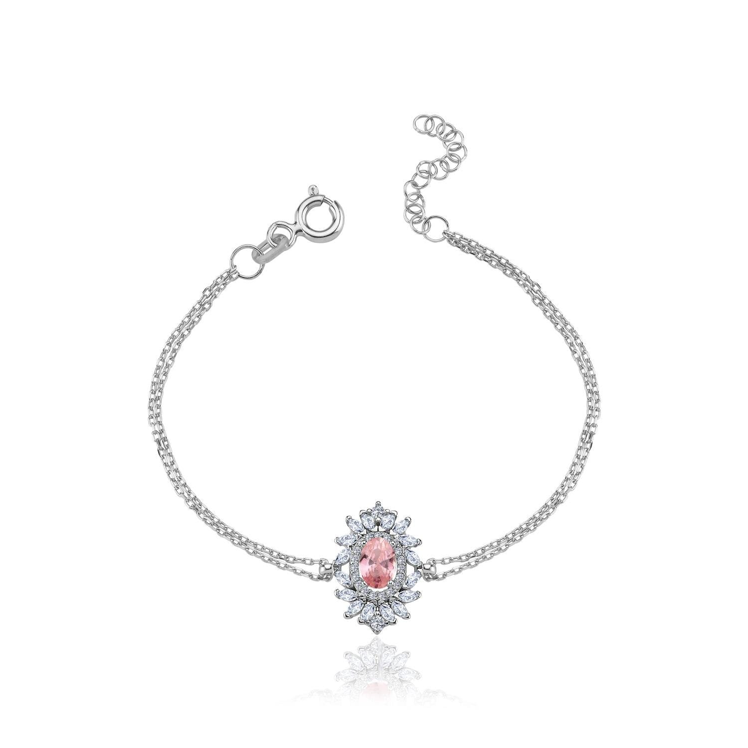Effective Diamond Venice Dance Pink Stone Silver Bracelet
