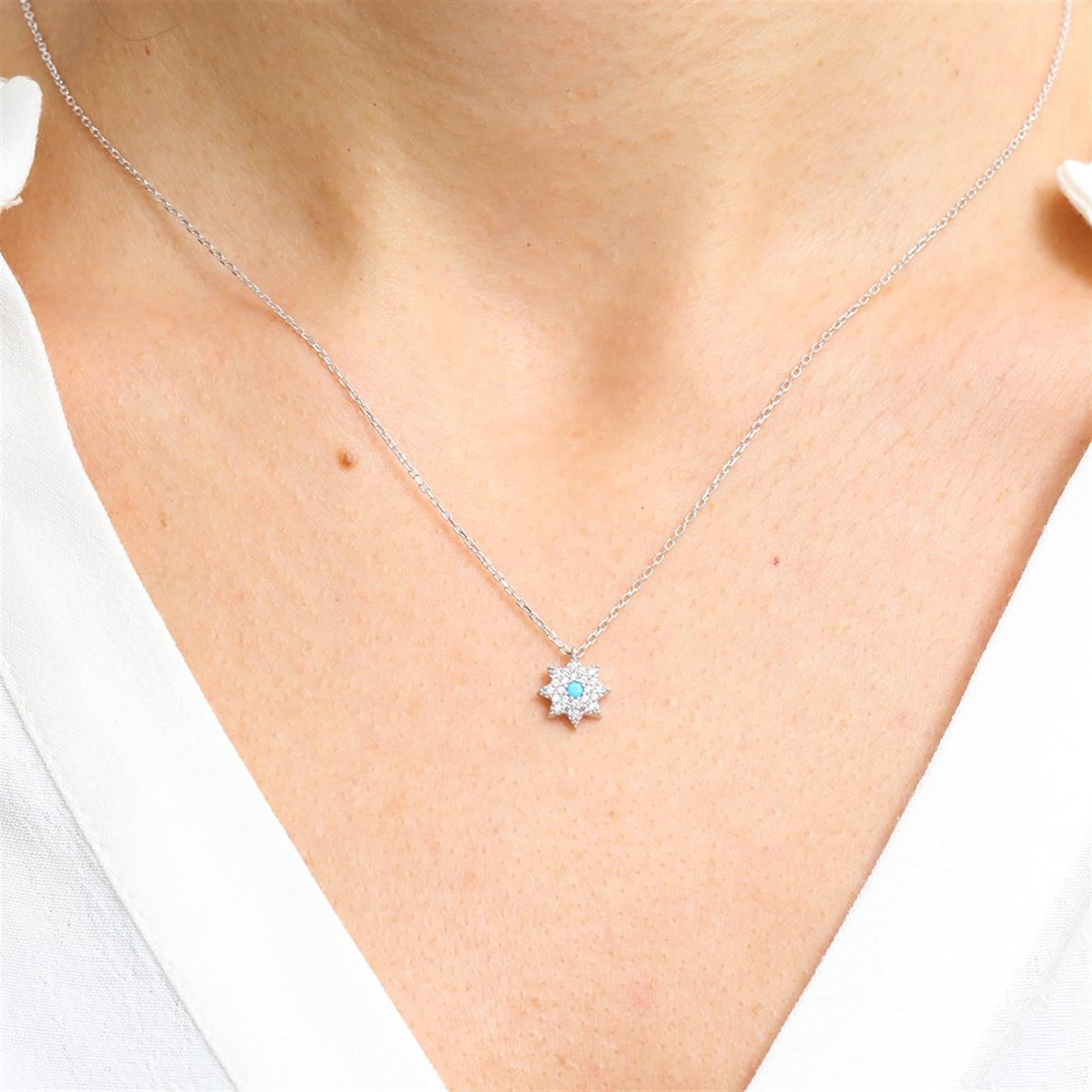Turquoise Starburst Silver Necklace