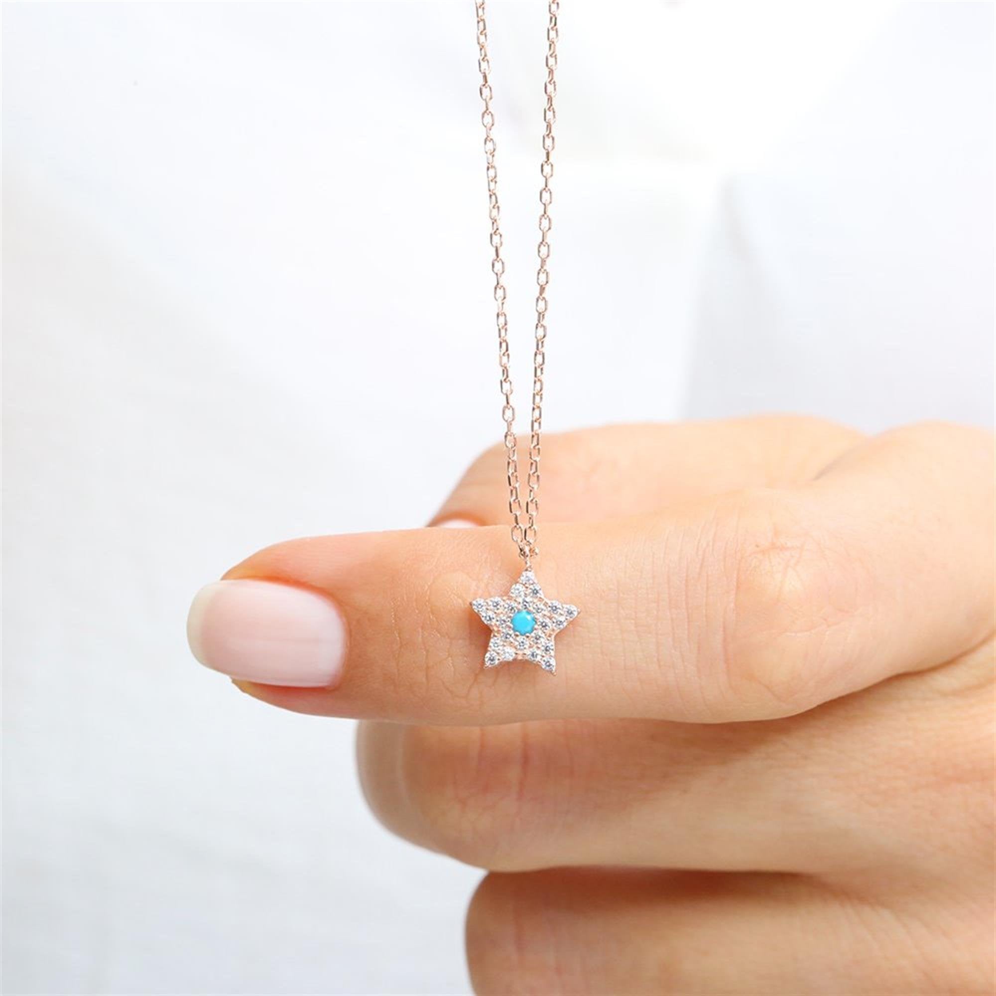 Turquoise Star Rose Gold Necklace