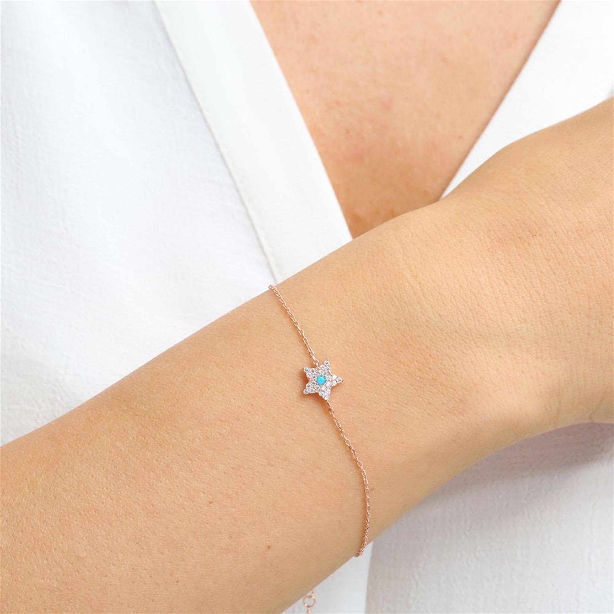 Turquoise Star Rose Gold Bracelet