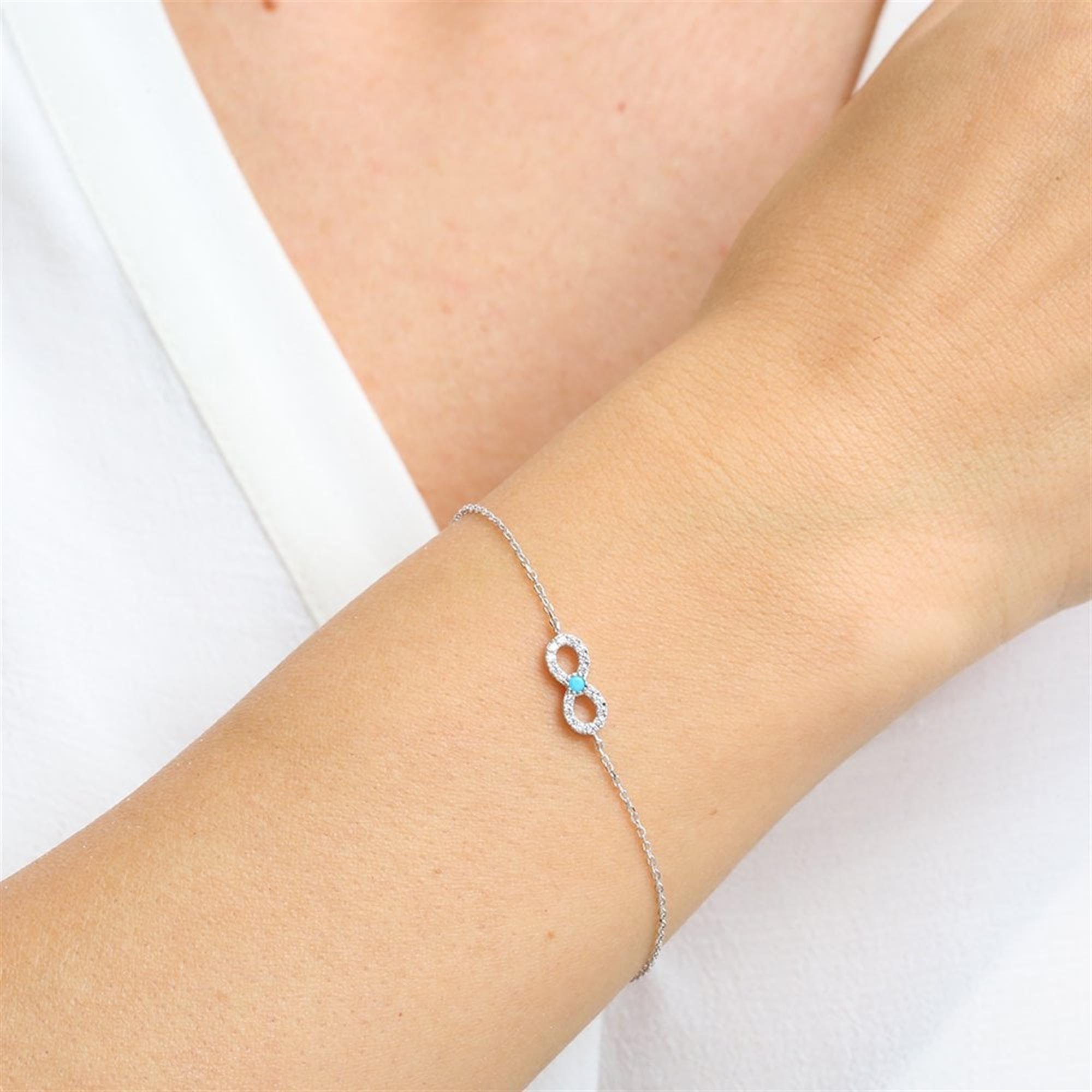 Turquoise Infinity Silver Bracelet