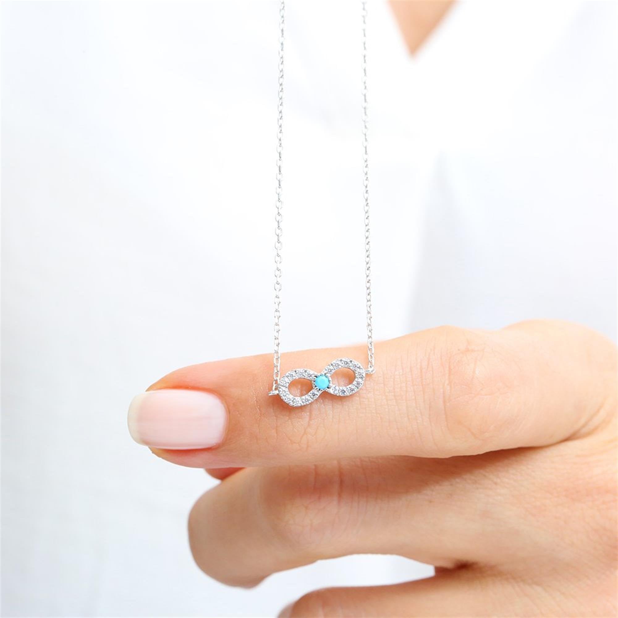 Turquoise Details Infinity Silver Jewelry Set