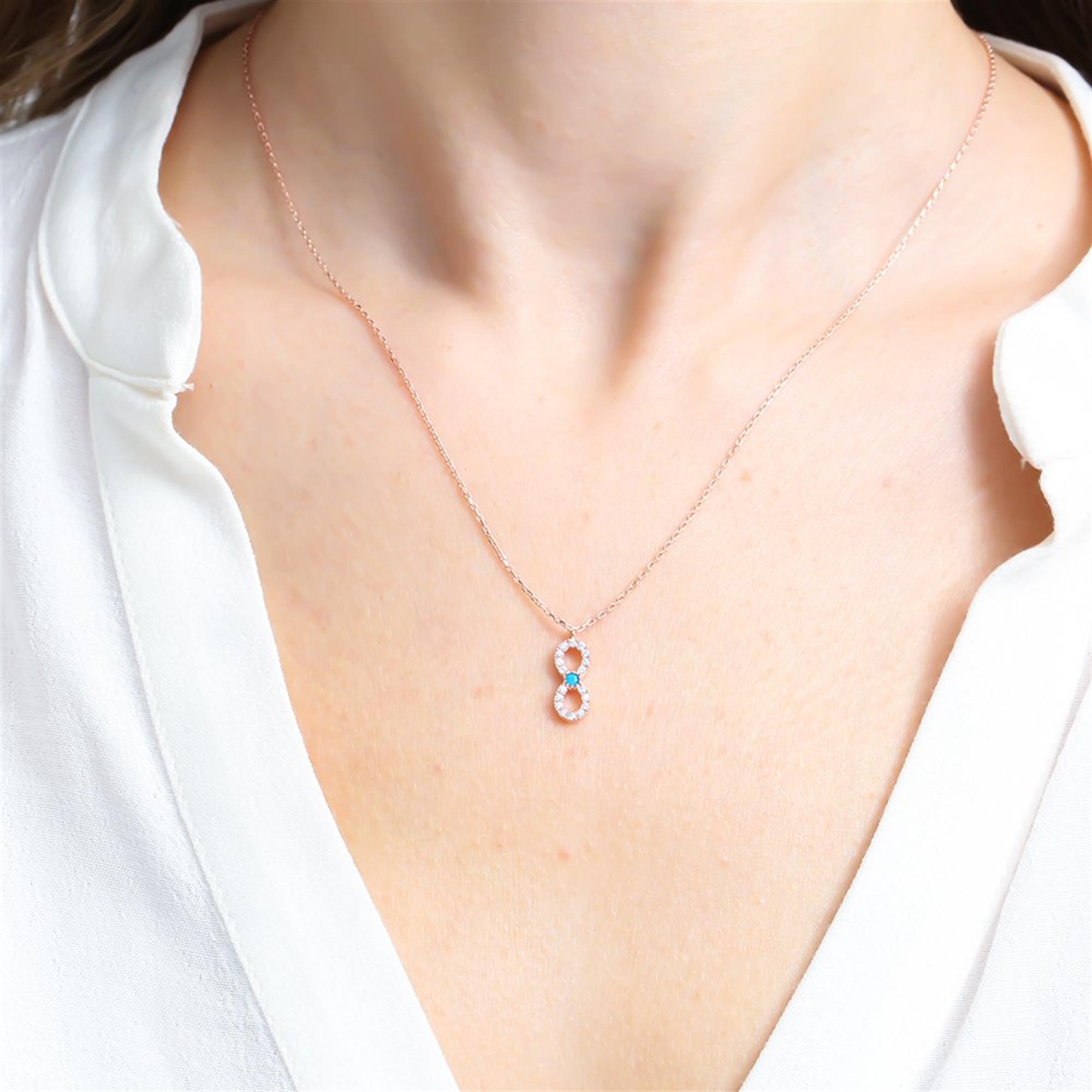 Turquoise Sparkle Infinity Rose Gold Necklace