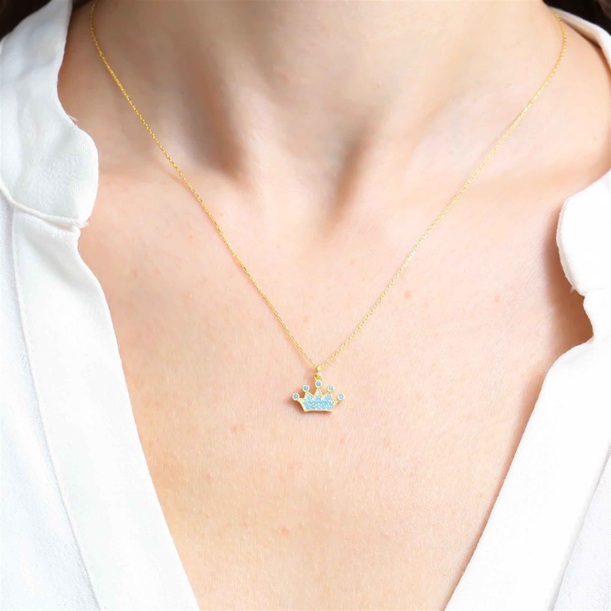 Turquoise Queen Crown Gold Plated Necklace