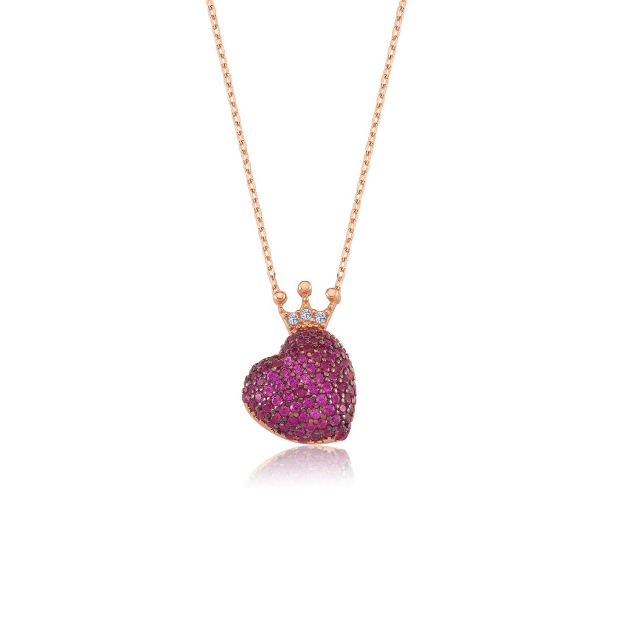 Fuchsia Princess of Love Rose Gold Necklace