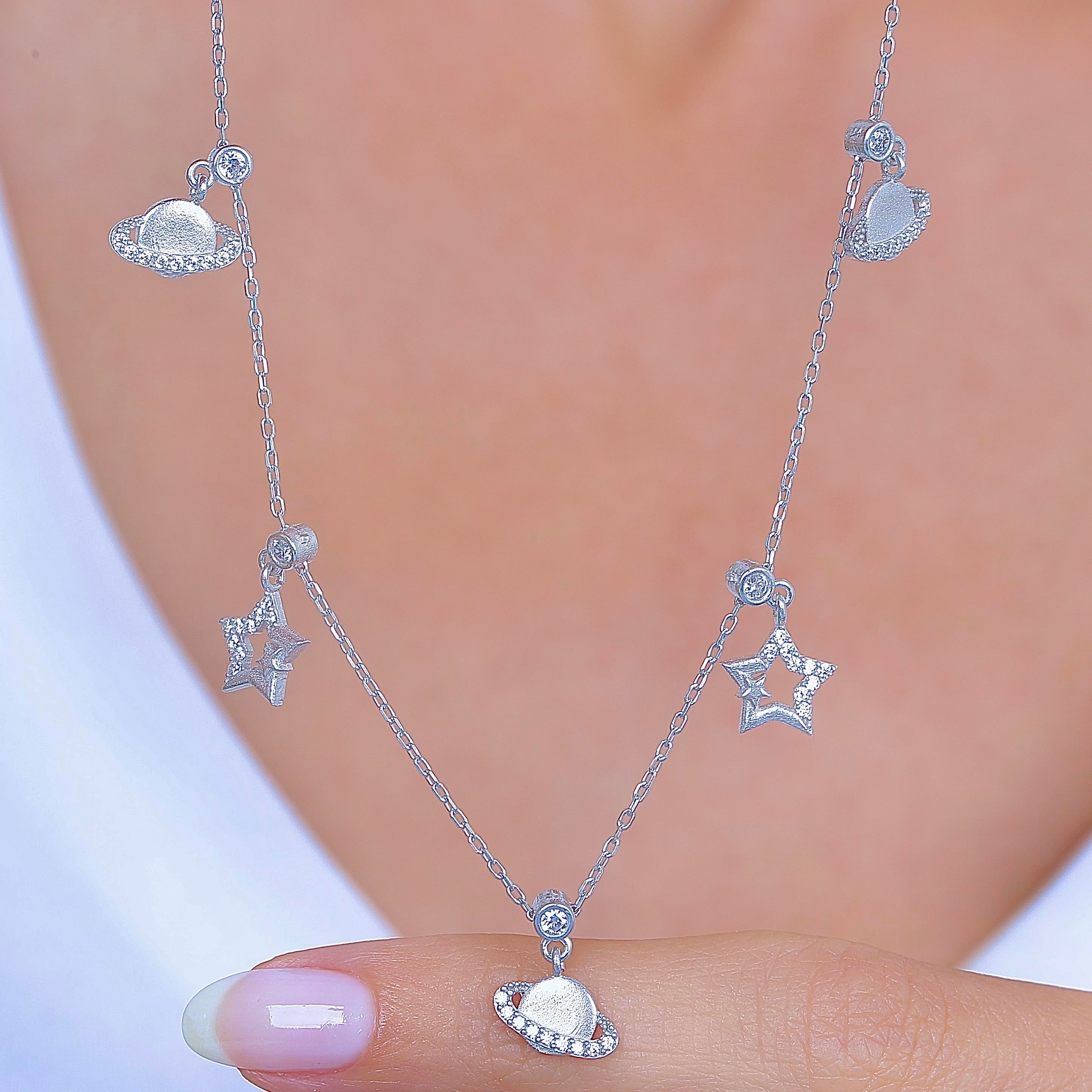 Galaxy Gateway Lucky Silver Choker Necklace