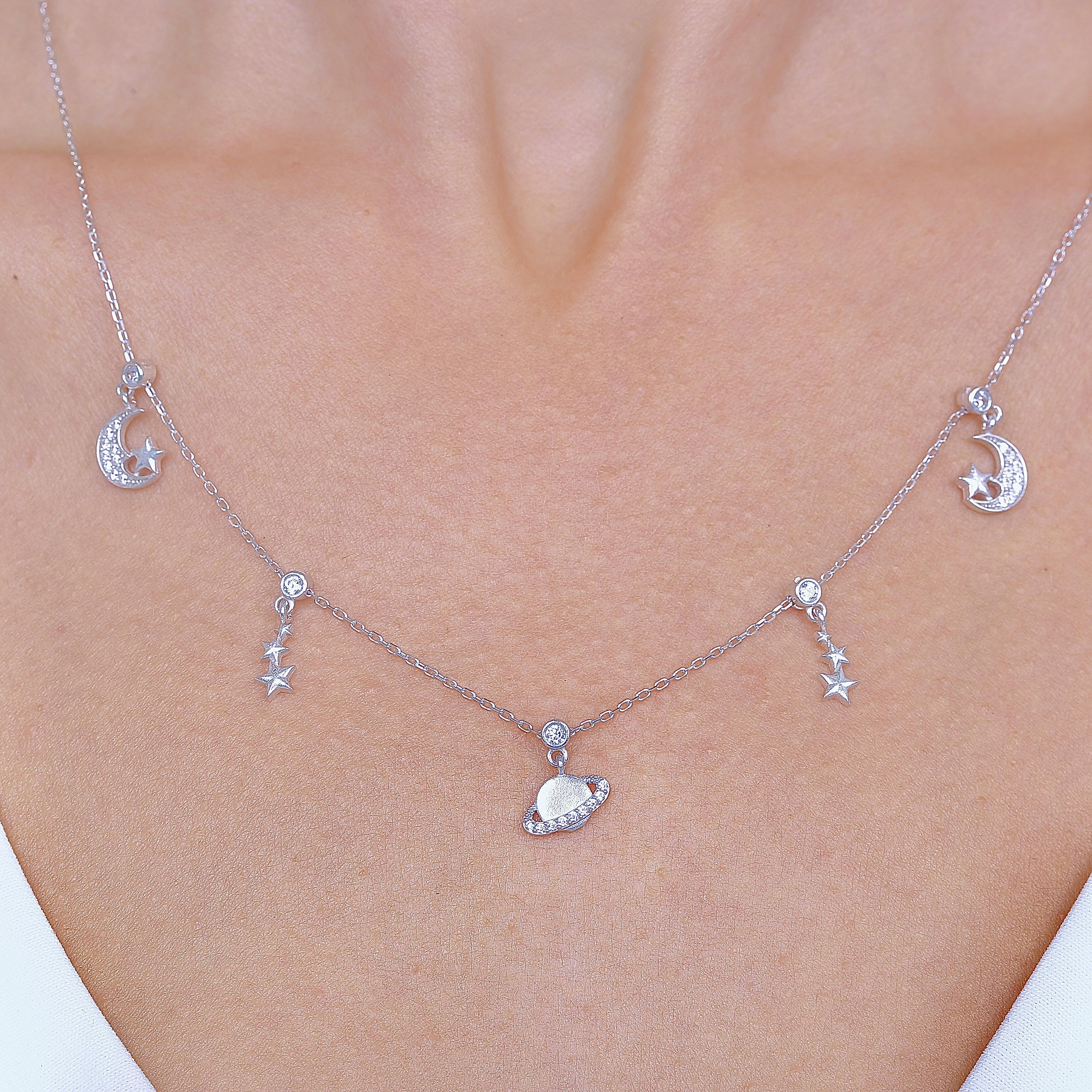 Galaxy Dream Silver Luck Choker Necklace