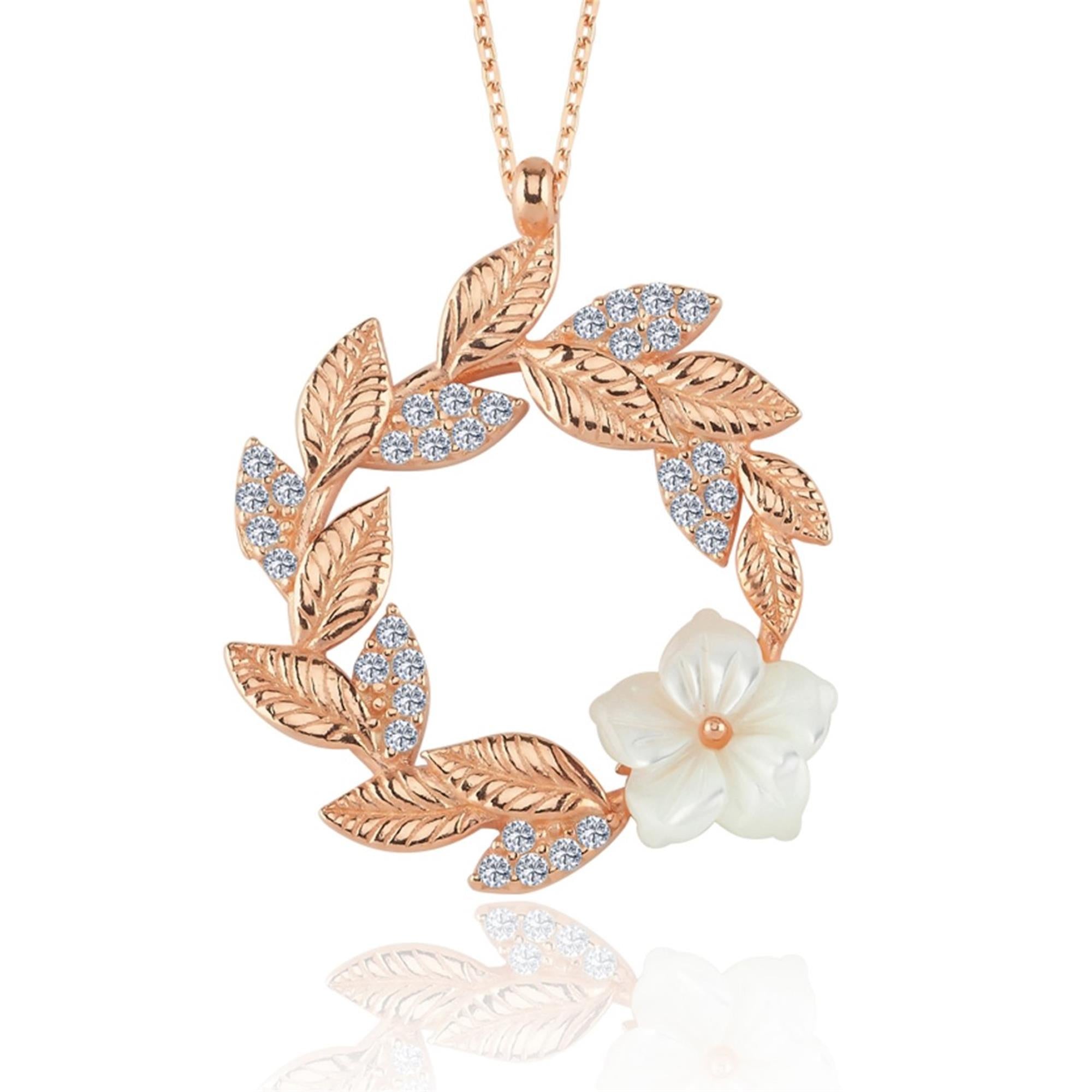 Bridal Bloom Wreath Rose Gold Necklace