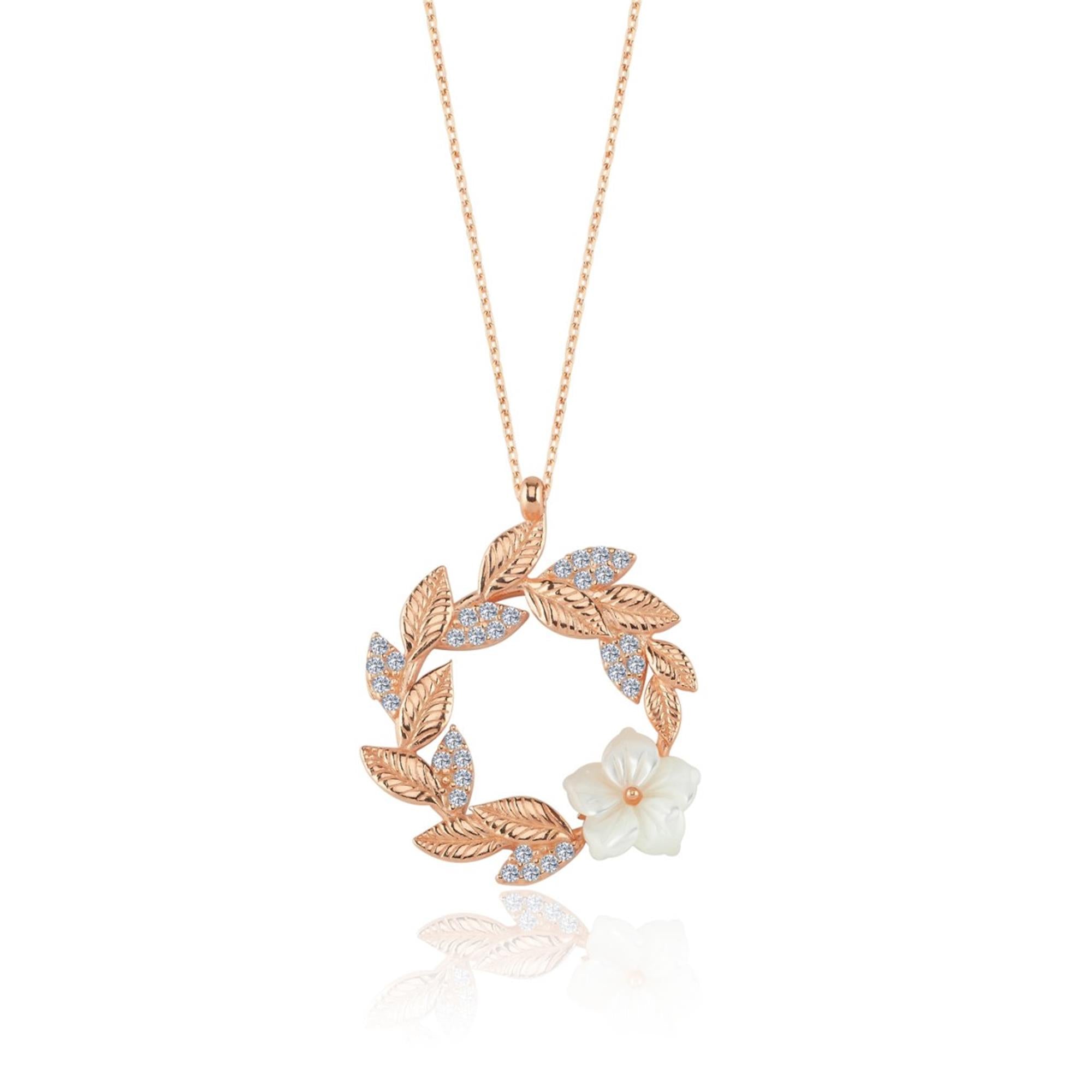 Bridal Bloom Wreath Rose Gold Necklace