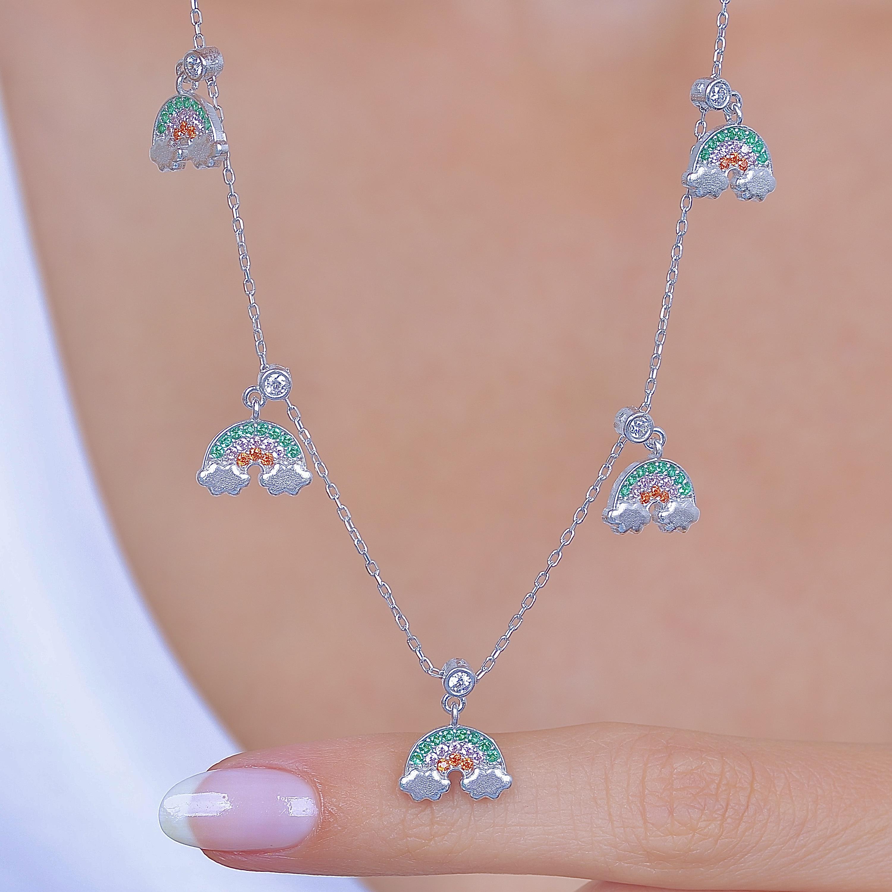 Rainbow Festival Silver Luck Choker Necklace