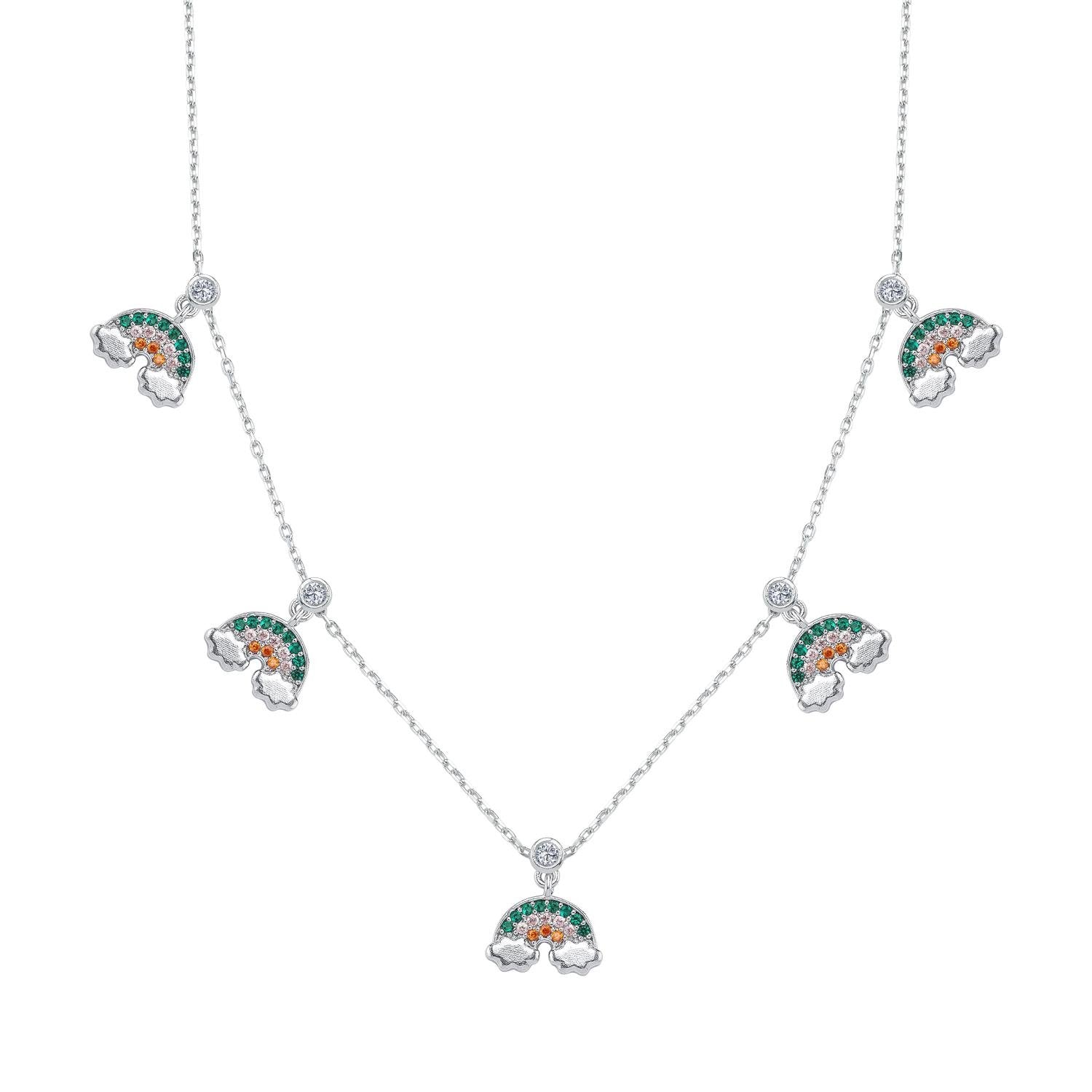 Rainbow Festival Silver Luck Choker Necklace
