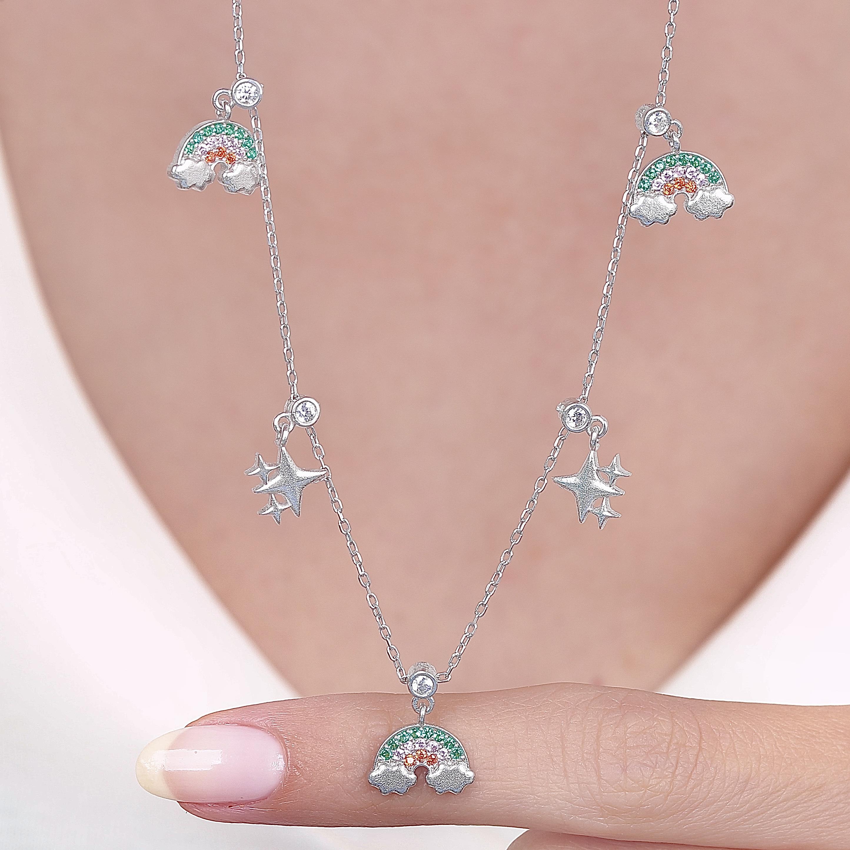 Rainbow Dream Silver Luck Choker Necklace