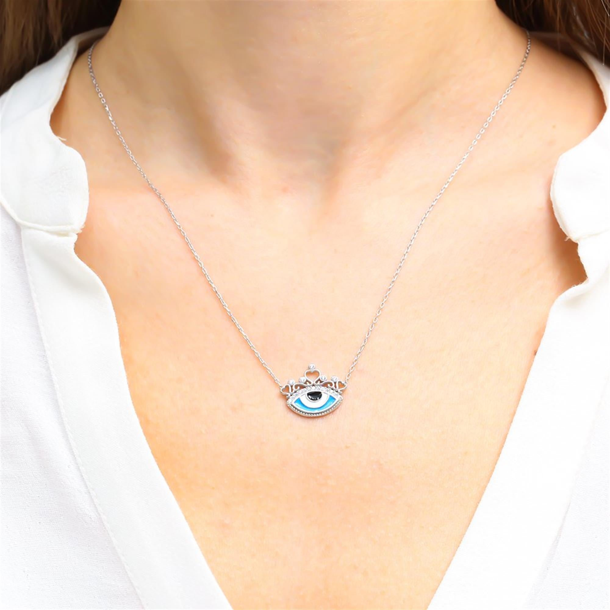 Sky Gaze Evil Eye Silver Necklace