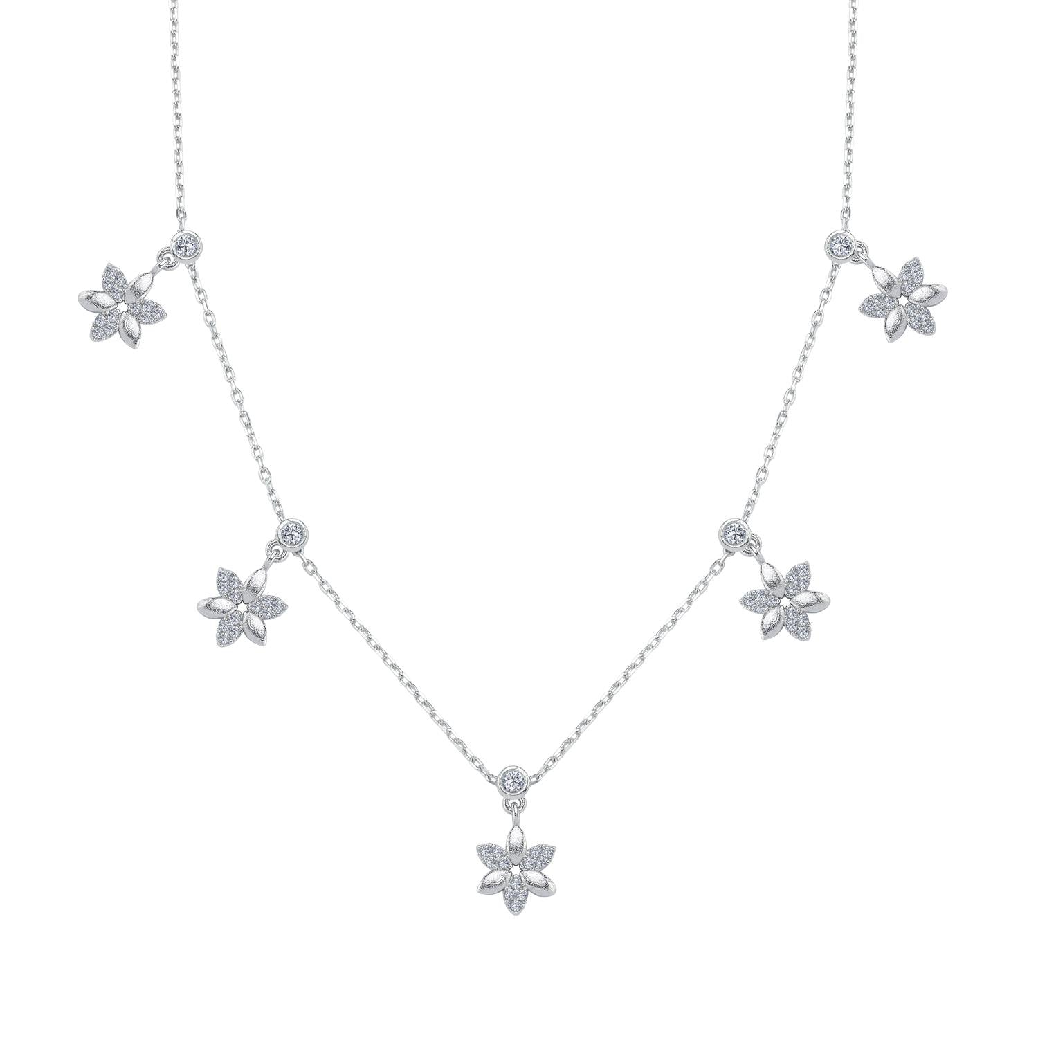 Glow Flower Lucky Silver Choker Necklace