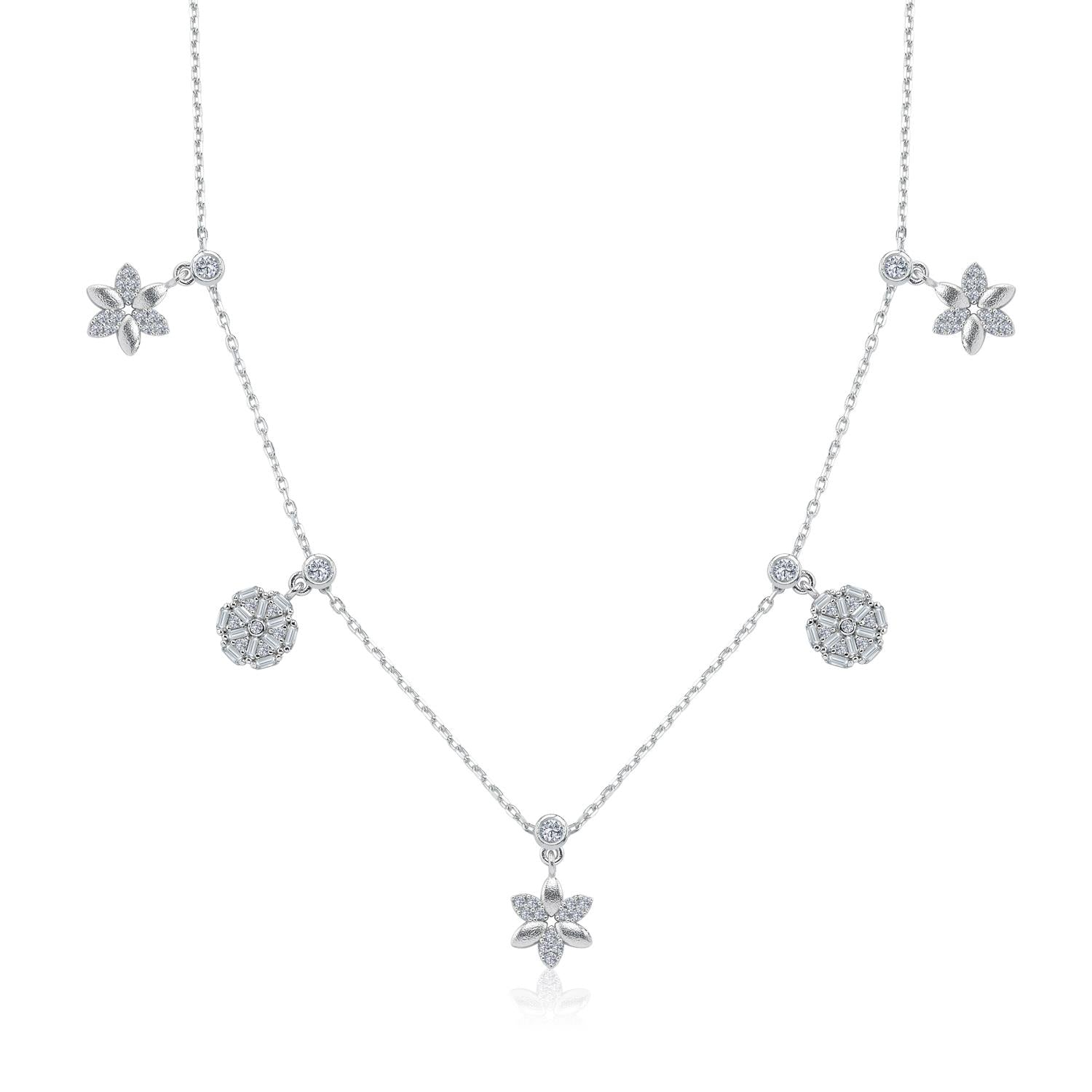 Sparkle Bouquet Silver Luck Choker Necklace