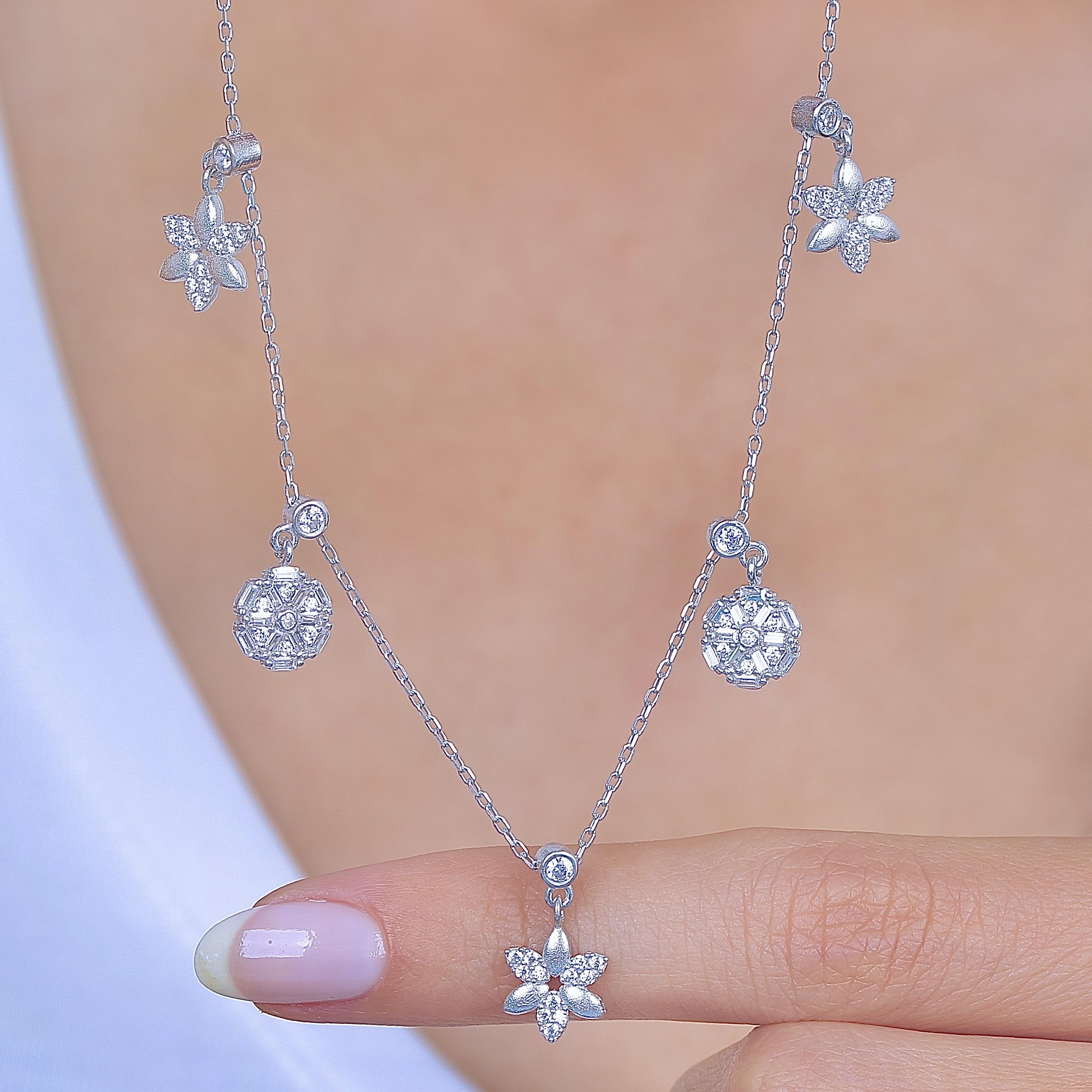 Sparkle Bouquet Silver Luck Choker Necklace