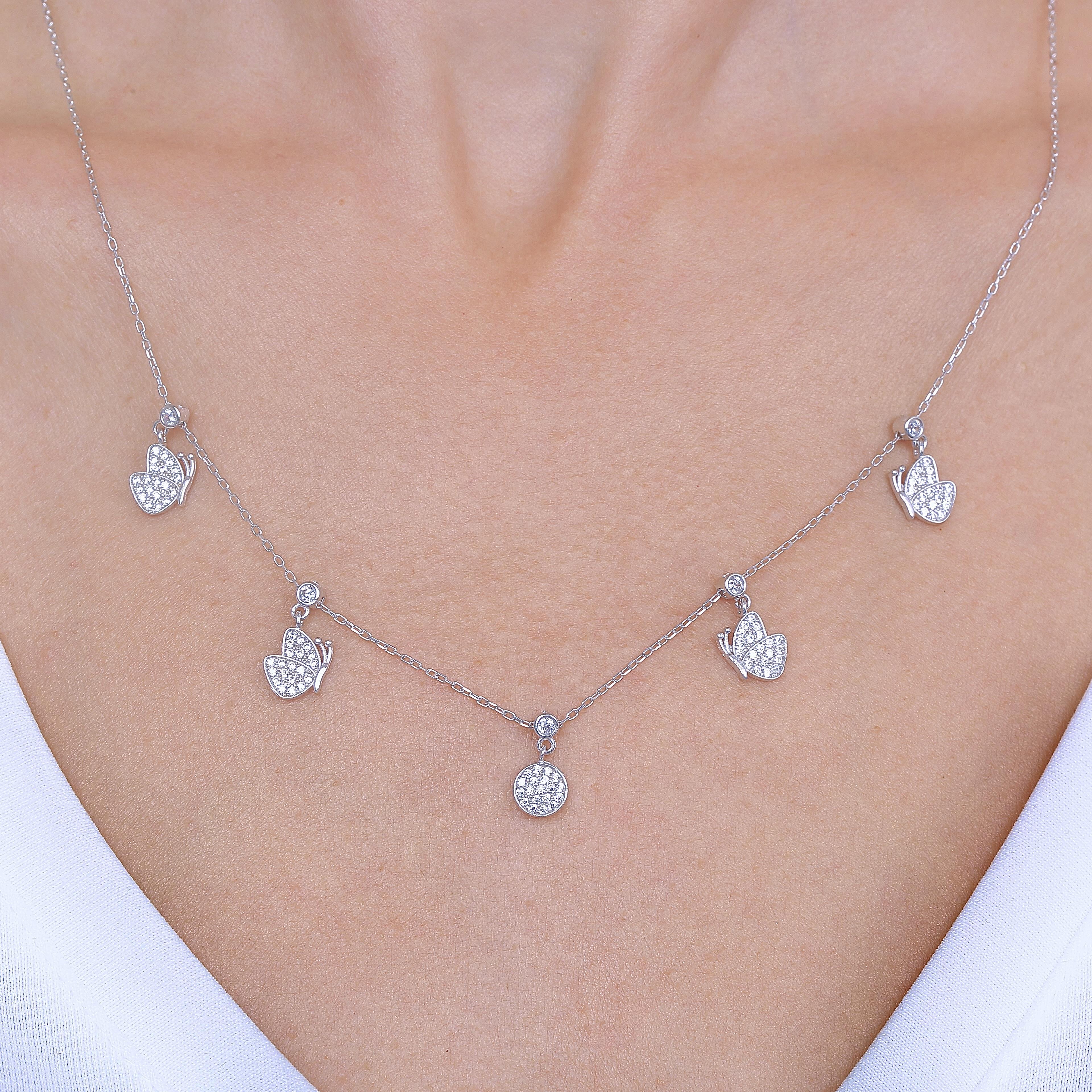 Sparkling Butterfly Charm Choker Necklace