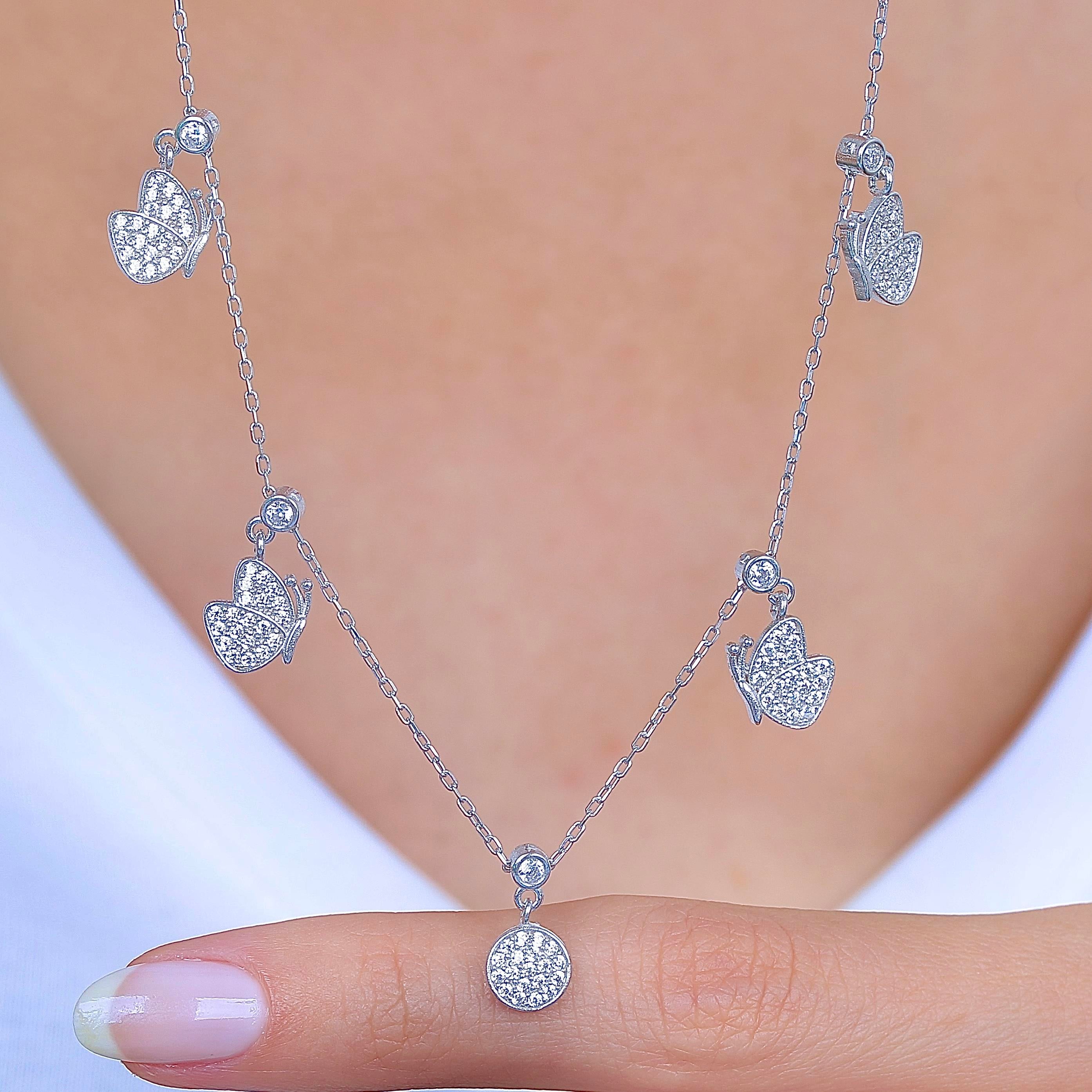 Sparkling Butterfly Charm Choker Necklace