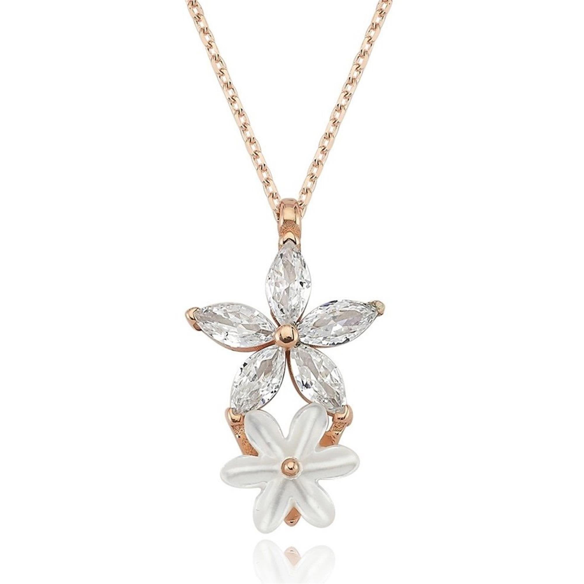 Sparkle Star Blossom Rose Gold Pendant Necklace