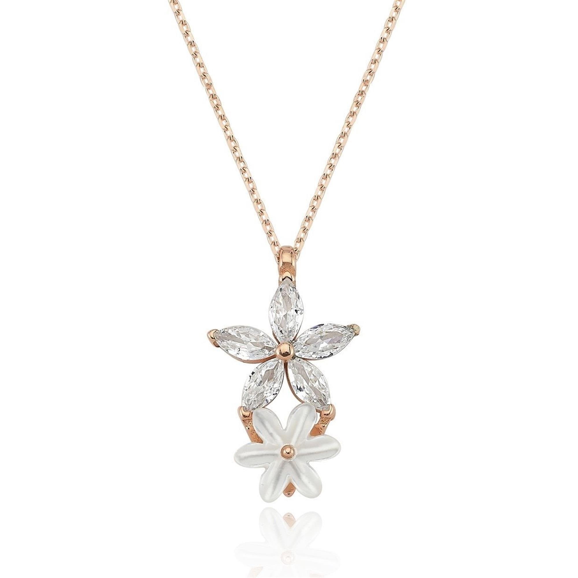 Sparkle Star Blossom Rose Gold Pendant Necklace