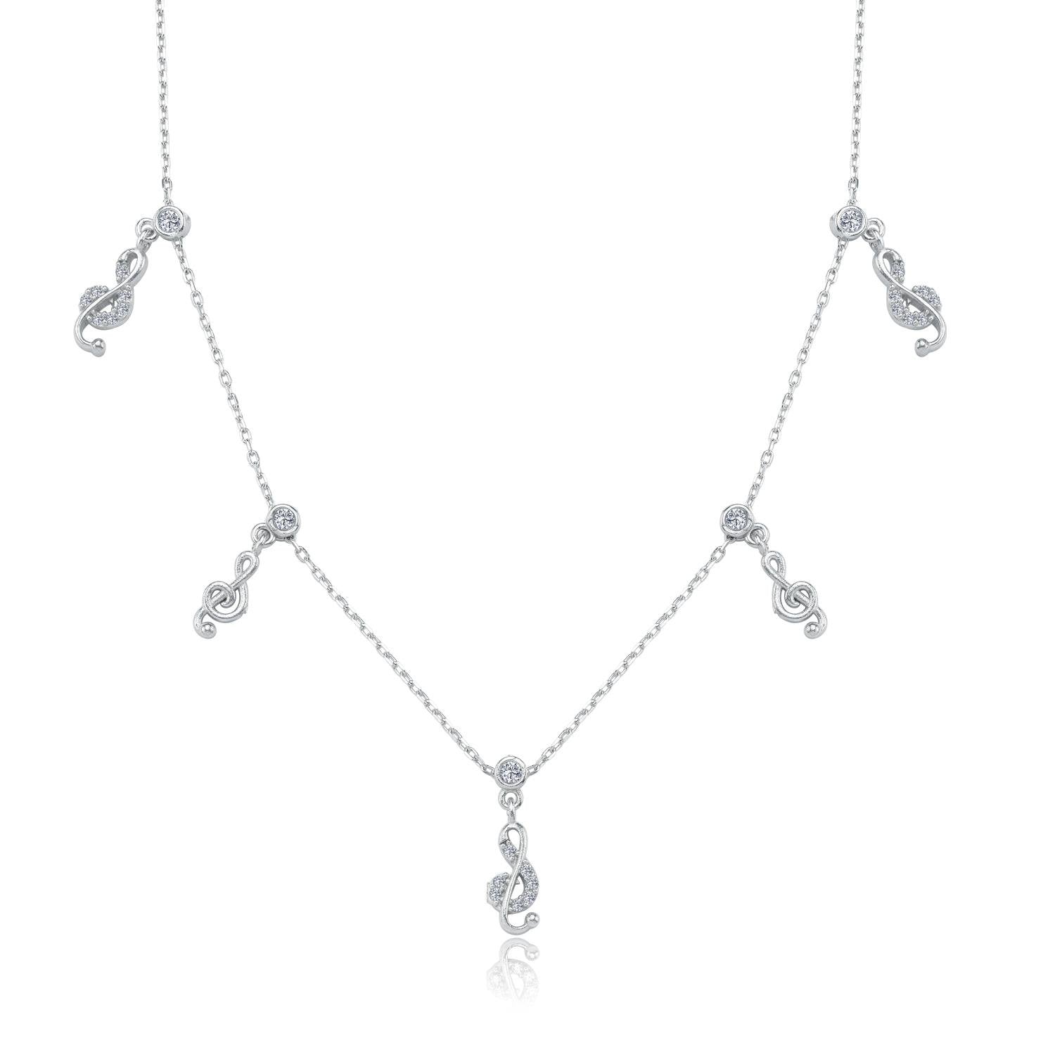 Sparkling Harmony Lucky Silver Choker Necklace