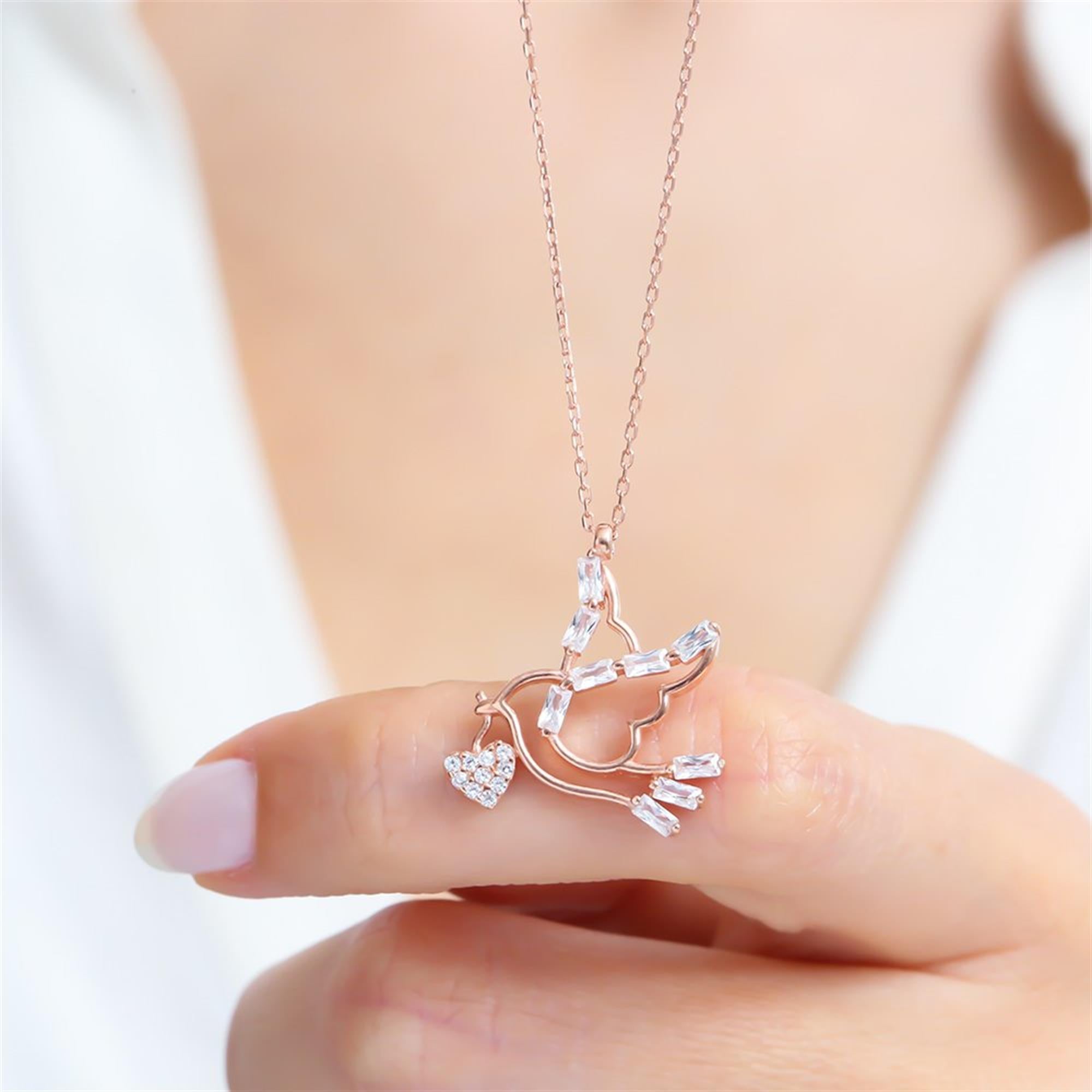 Shimmering Dreams Bird Rose Gold Necklace