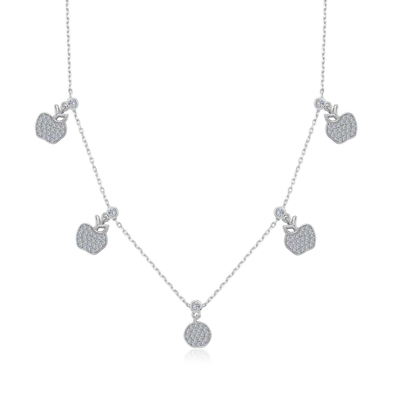 Sparkling Apples Lucky Silver Choker Necklace
