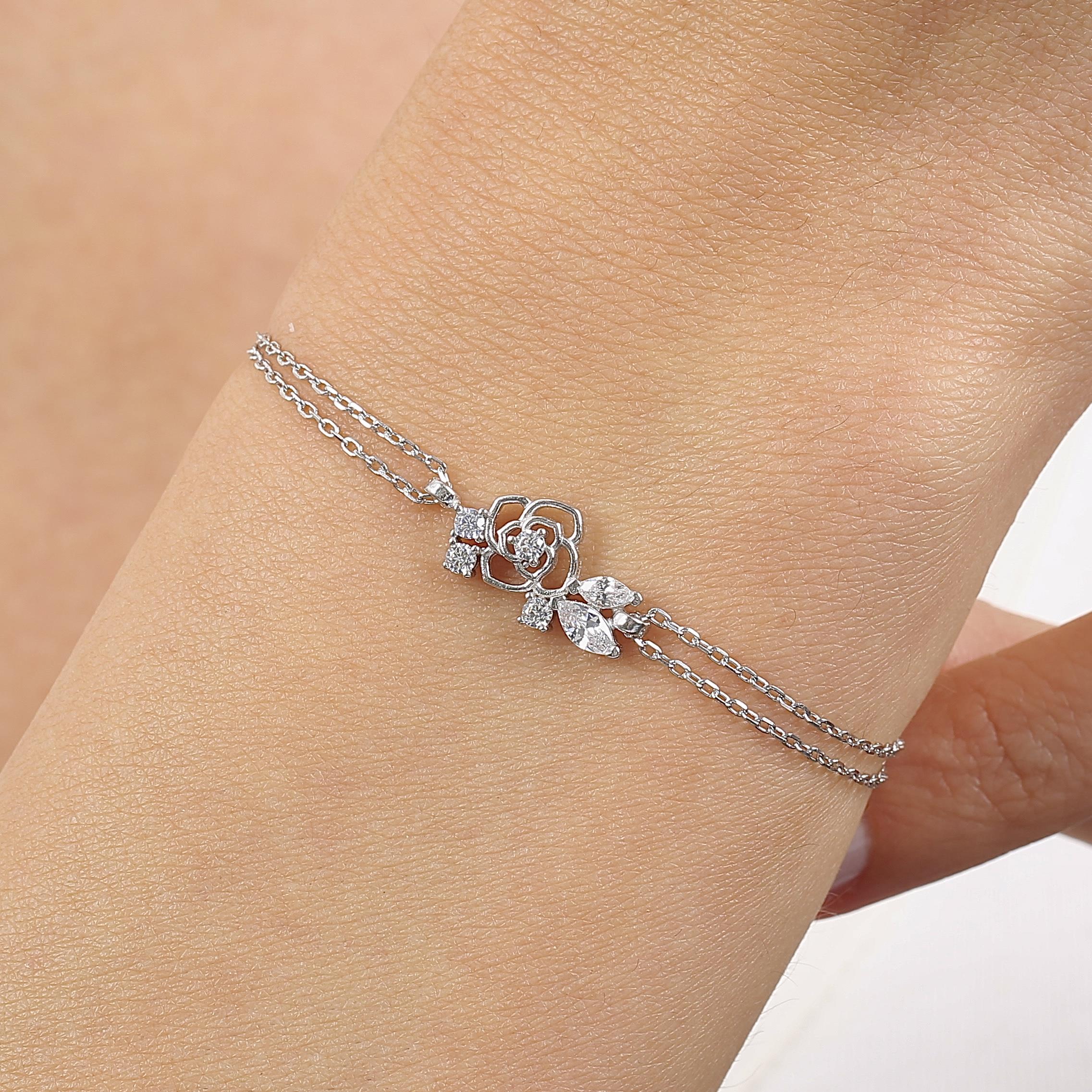 Sparkling Rose Melody Silver Bracelet