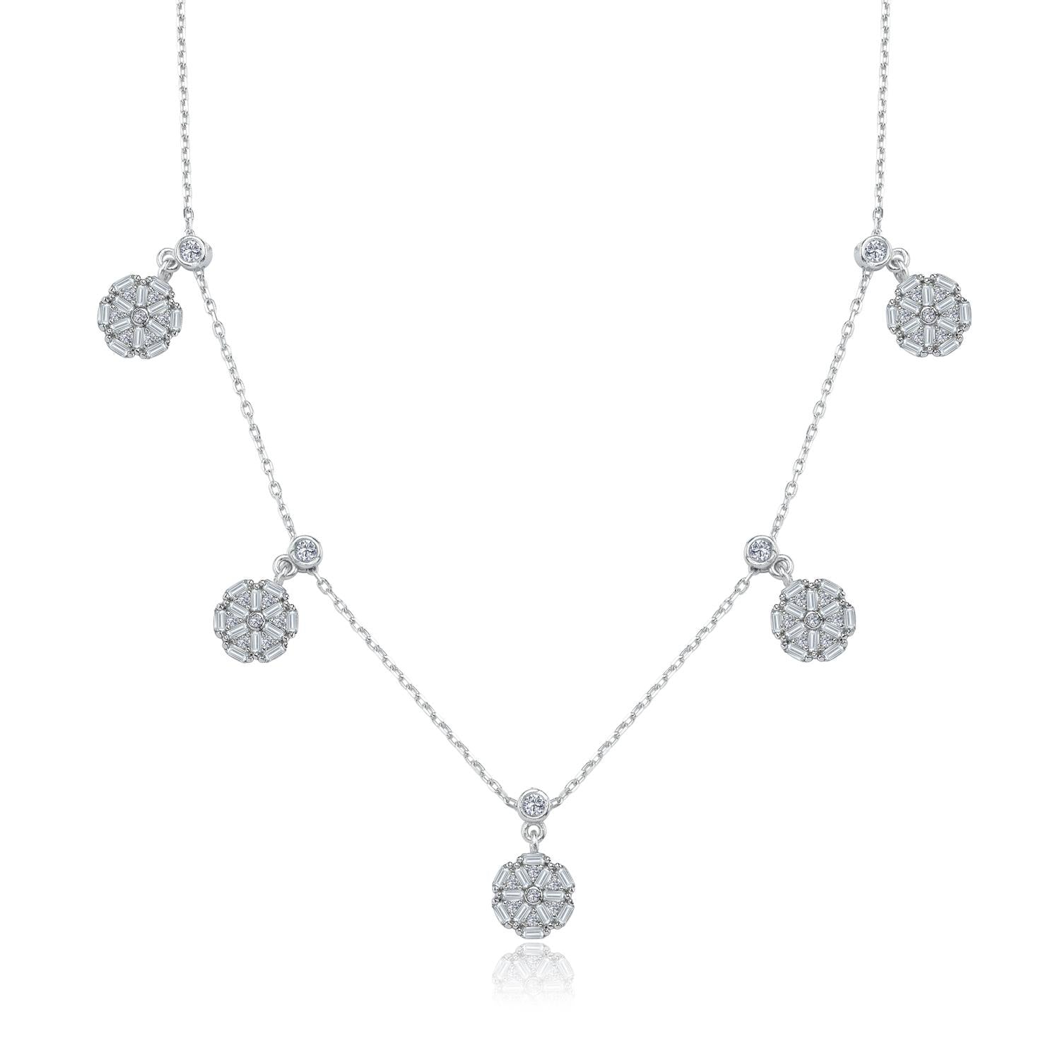 Sparkling Roses Lucky Silver Choker Necklace