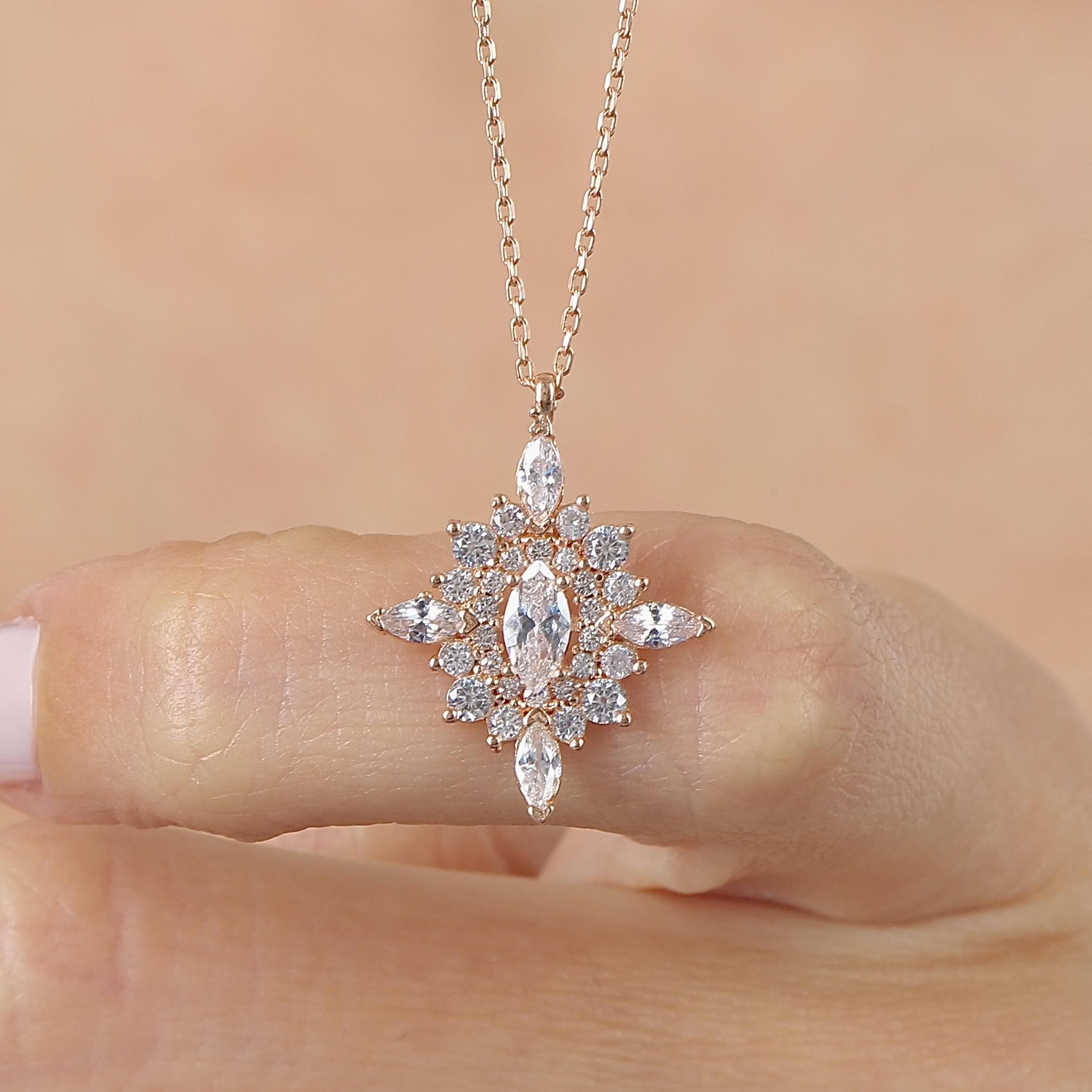 White Stone Dynasty Crest Vintage Silver Necklace