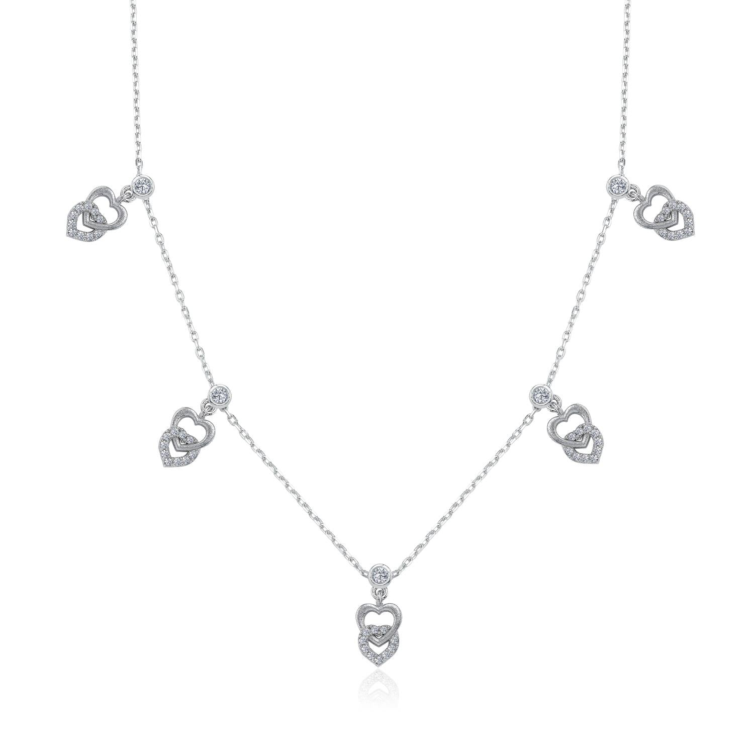 Sparkling Hearts Luck  Silver Choker Necklace