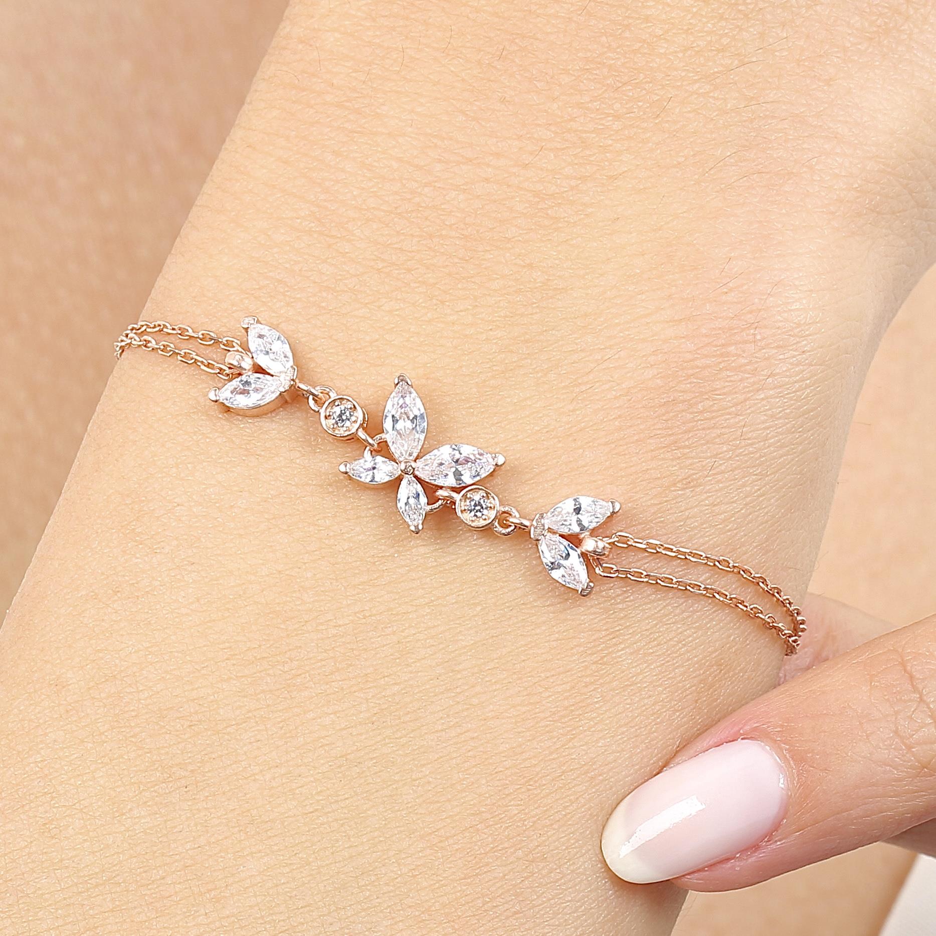 Sparkling Butterfly Elegance Rose Gold Bracelet