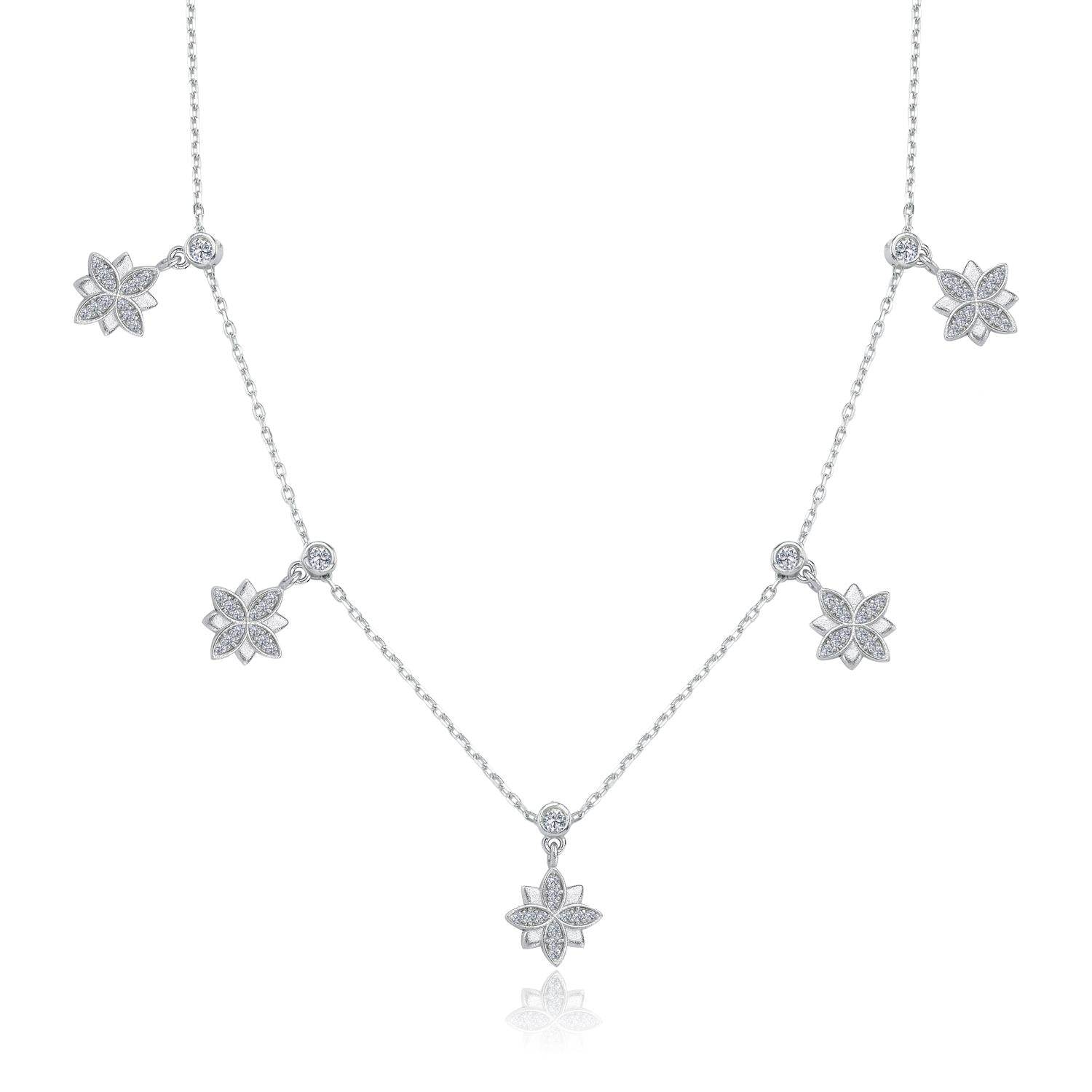 Sparkling Lotus Choker Silver Necklace