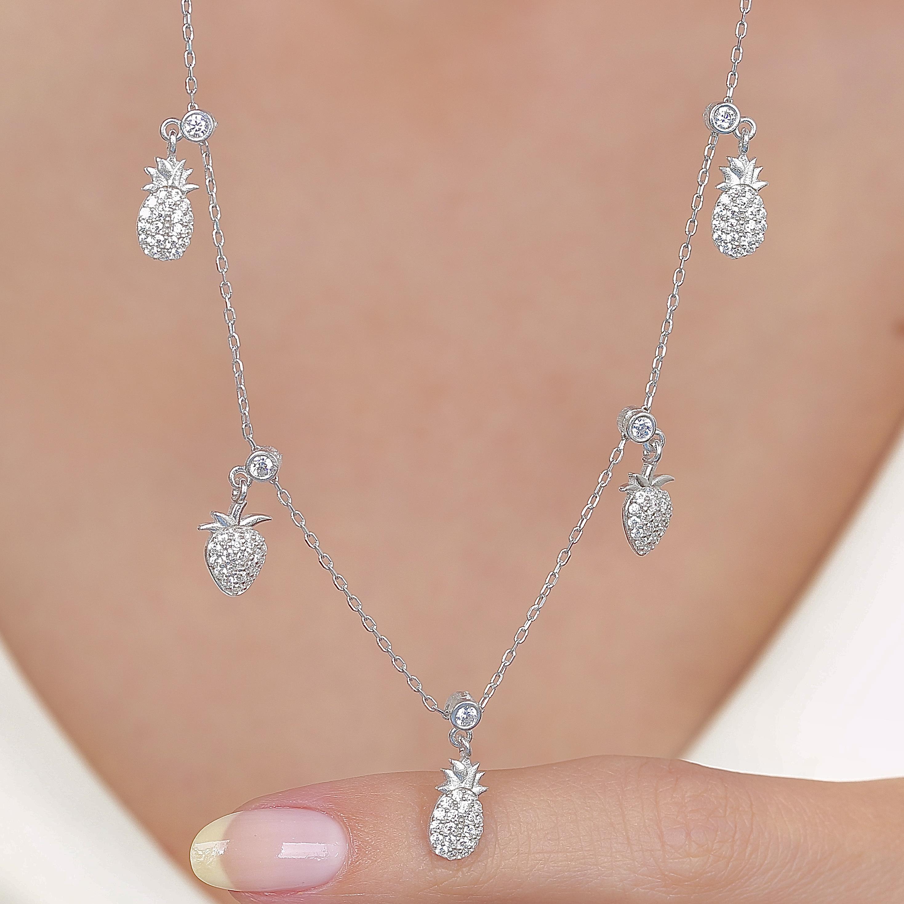 Sparkling Fruits Silver Luck Choker Necklace