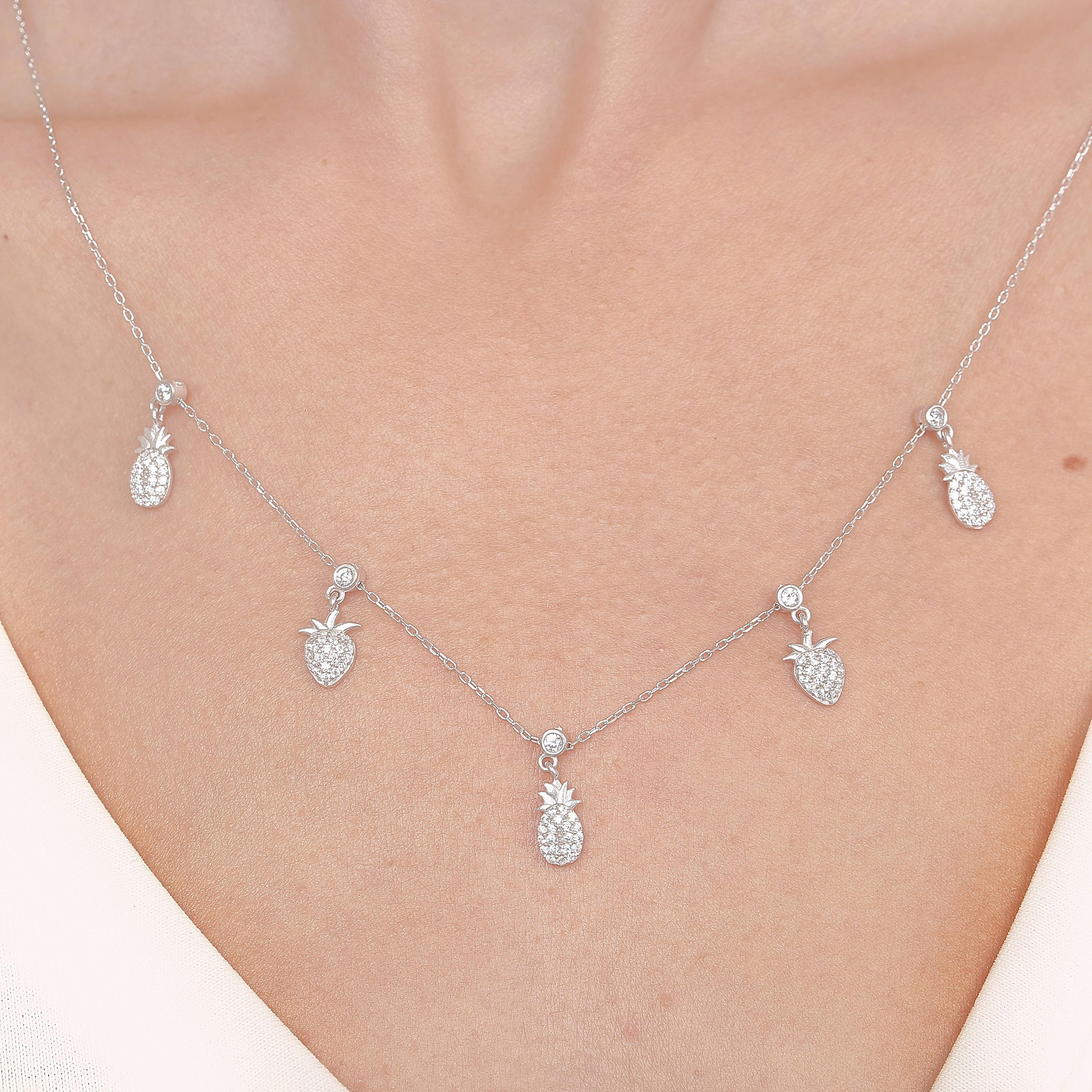 Sparkling Fruits Silver Luck Choker Necklace