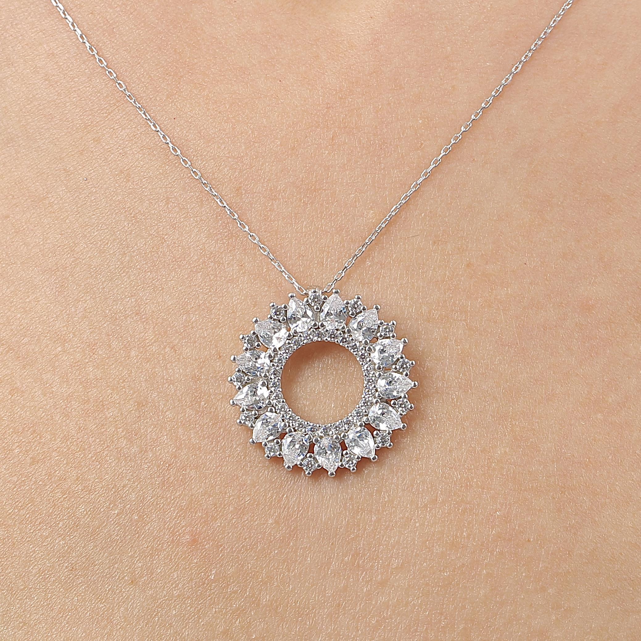 Sparkling Ocean Sun Geometric Silver Necklace