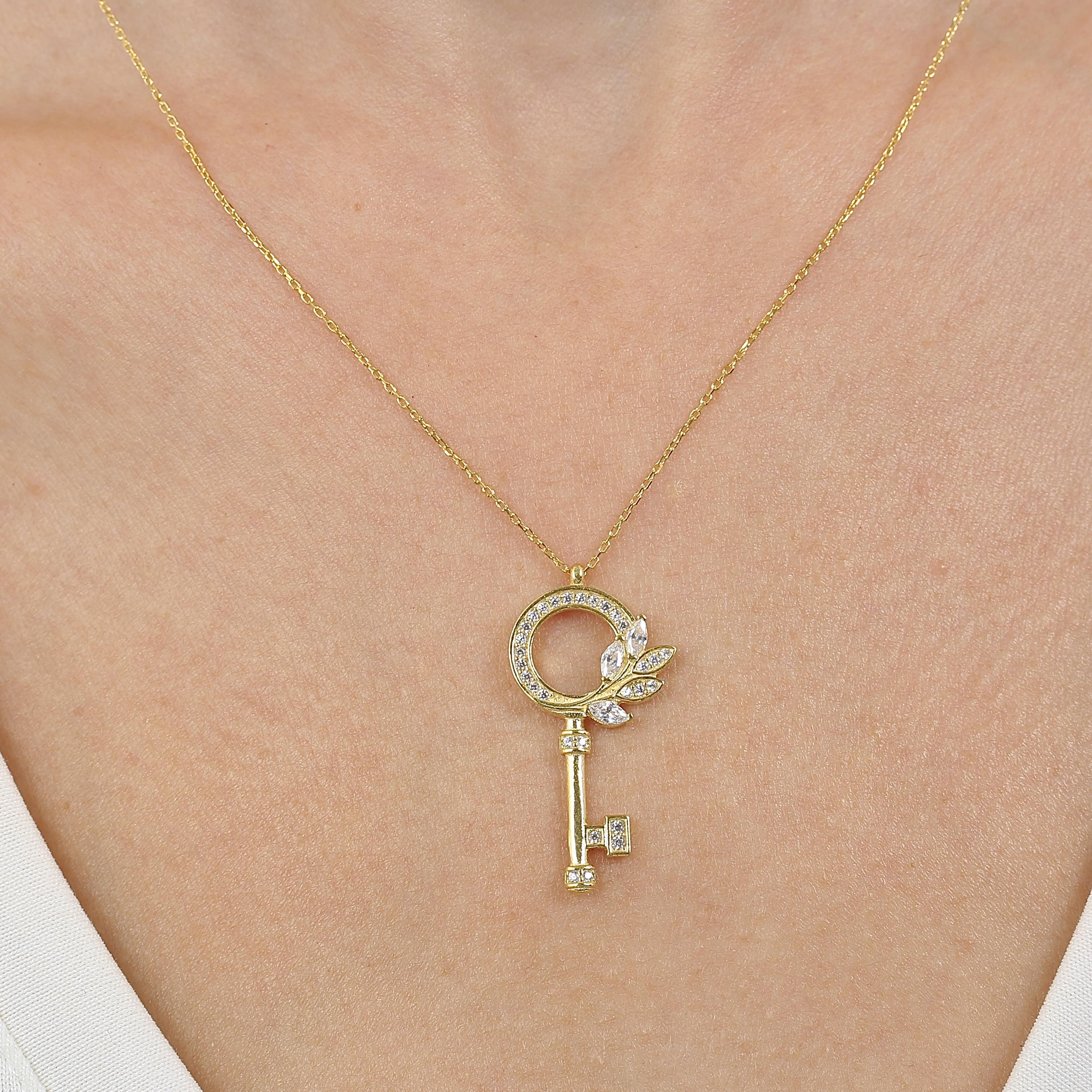Sparkling Dream Key Gold Plated Necklace