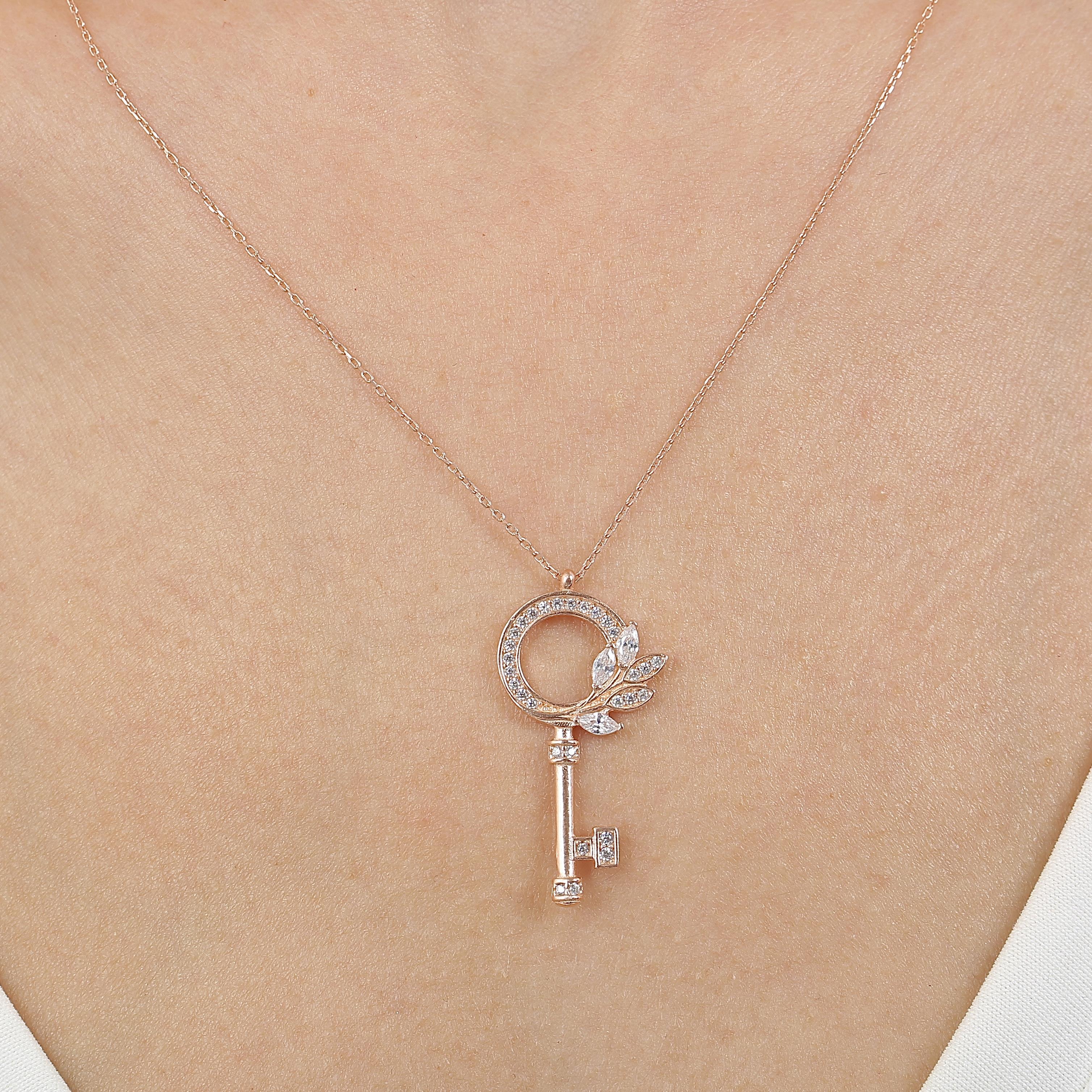 Sparkling Dream Key Rose Gold Plated Necklace